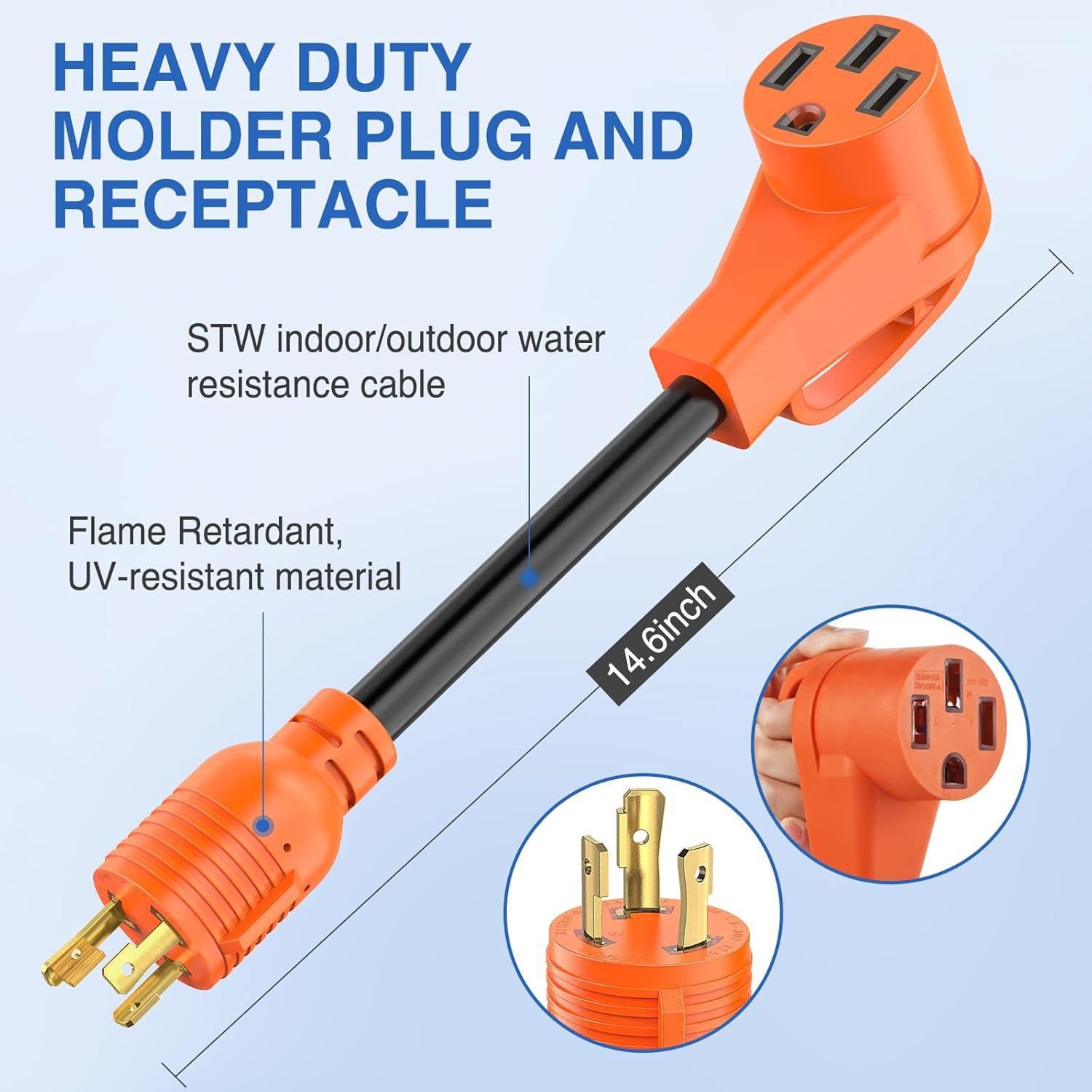 imageNilight  50033R 18 inch 50 Amp to 30 Amp RV Plug Adapter Heavy Duty Dogbone Electrical Adapter with Handle 50A Male to 30A Female Cord Adapter 125V3750W2 Years Warranty30M Locking 3Pin50F