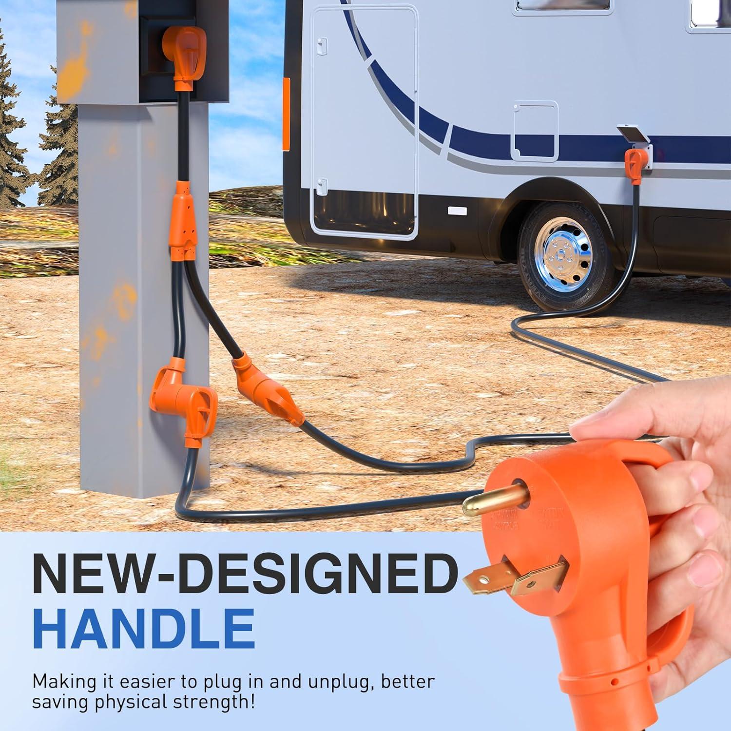 imageNilight  50033R 18 inch 50 Amp to 30 Amp RV Plug Adapter Heavy Duty Dogbone Electrical Adapter with Handle 50A Male to 30A Female Cord Adapter 125V3750W2 Years Warranty30M30F Y Splitter