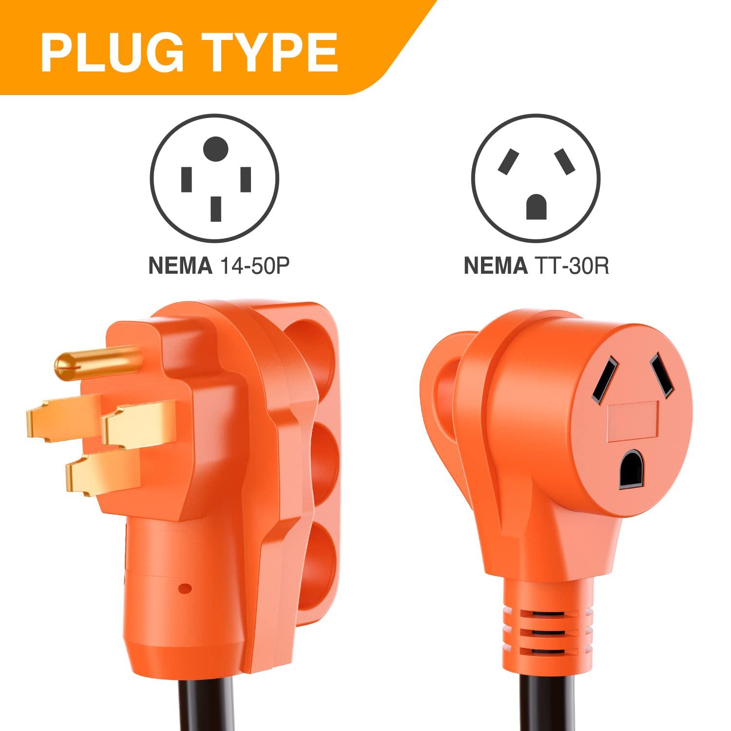 imageNilight  50033R 18 inch 50 Amp to 30 Amp RV Plug Adapter Heavy Duty Dogbone Electrical Adapter with Handle 50A Male to 30A Female Cord Adapter 125V3750W2 Years Warranty50M30F