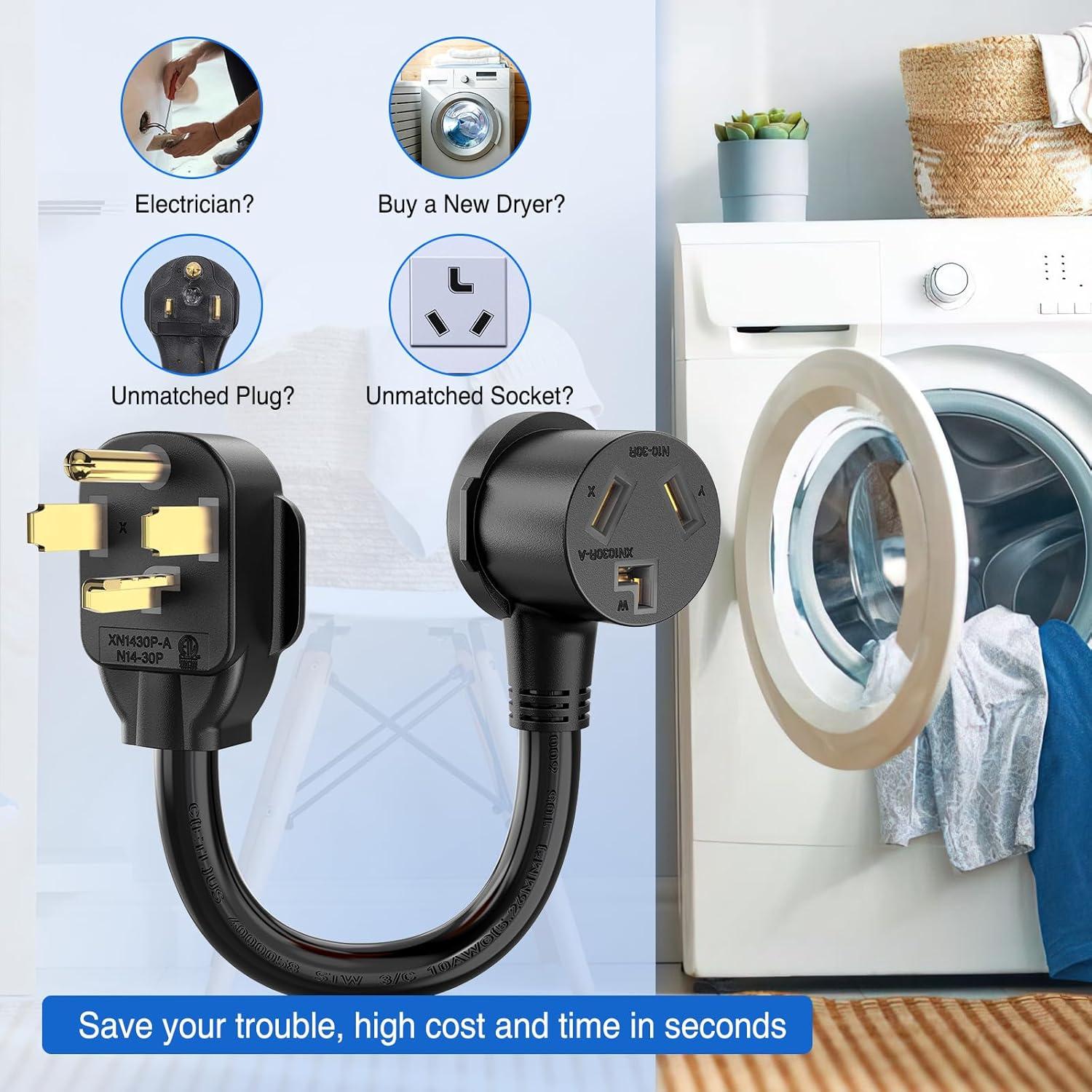 imageNilight  50033R 18 inch 50 Amp to 30 Amp RV Plug Adapter Heavy Duty Dogbone Electrical Adapter with Handle 50A Male to 30A Female Cord Adapter 125V3750W2 Years Warranty1430P to 1030R Black