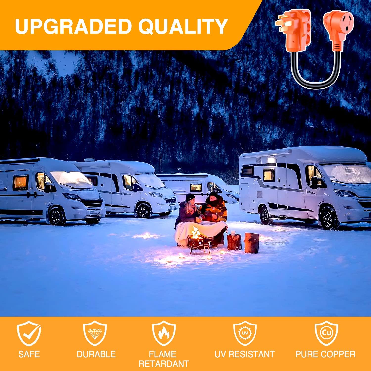 imageNilight  50033R 18 inch 50 Amp to 30 Amp RV Plug Adapter Heavy Duty Dogbone Electrical Adapter with Handle 50A Male to 30A Female Cord Adapter 125V3750W2 Years Warranty50M30F