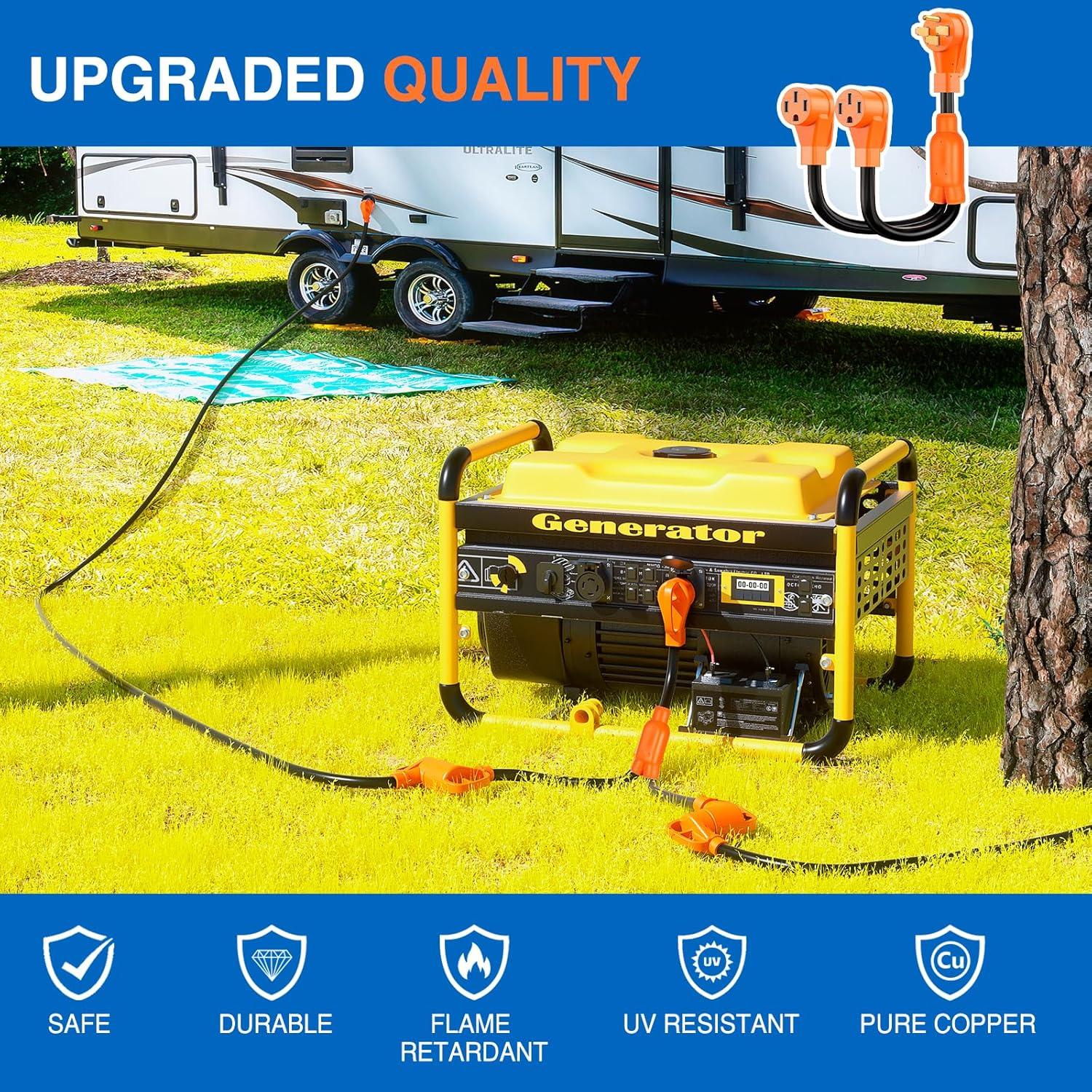 imageNilight  50033R 18 inch 50 Amp to 30 Amp RV Plug Adapter Heavy Duty Dogbone Electrical Adapter with Handle 50A Male to 30A Female Cord Adapter 125V3750W2 Years Warranty50M50F Y Splitter