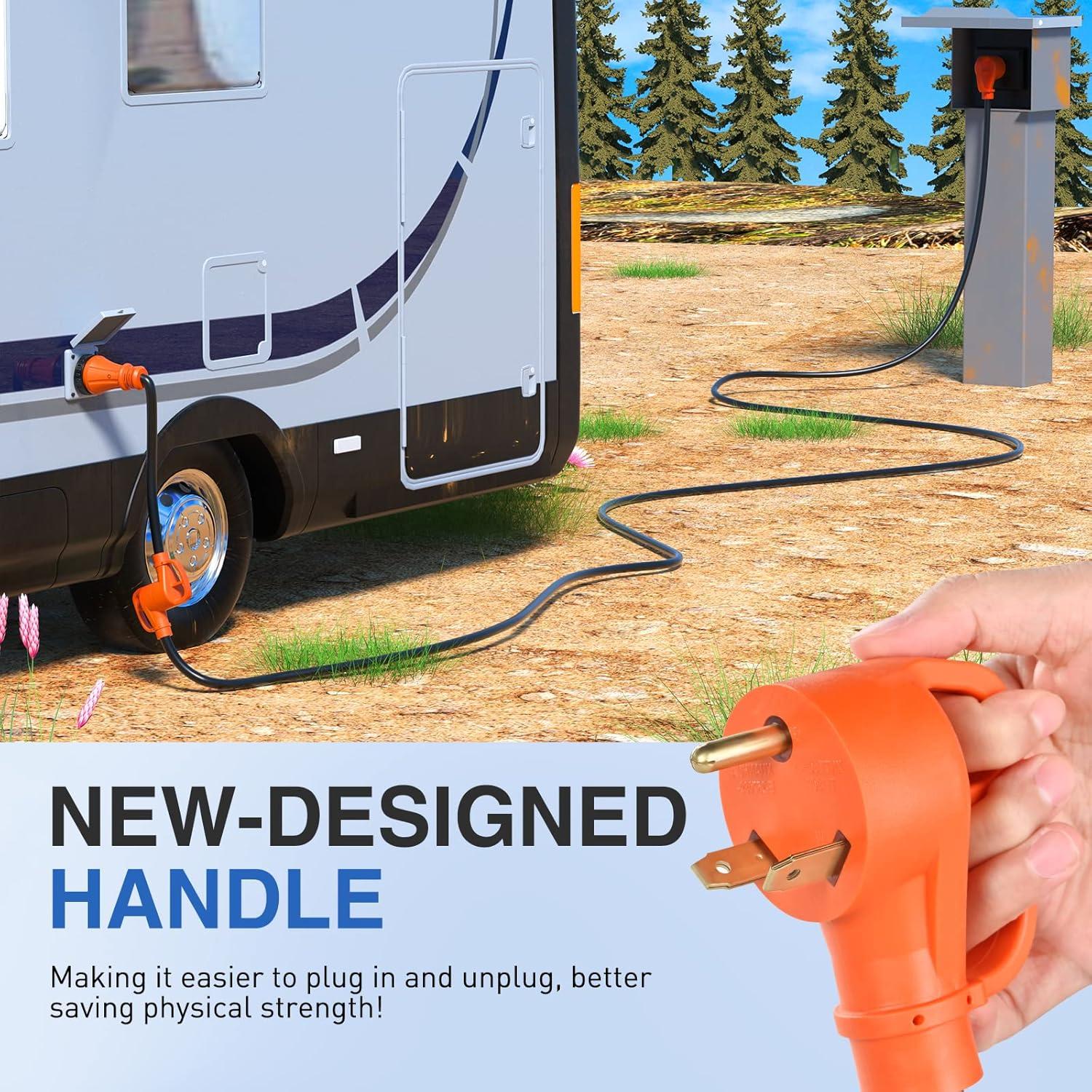 imageNilight  50033R 18 inch 50 Amp to 30 Amp RV Plug Adapter Heavy Duty Dogbone Electrical Adapter with Handle 50A Male to 30A Female Cord Adapter 125V3750W2 Years Warranty30M50F Locking