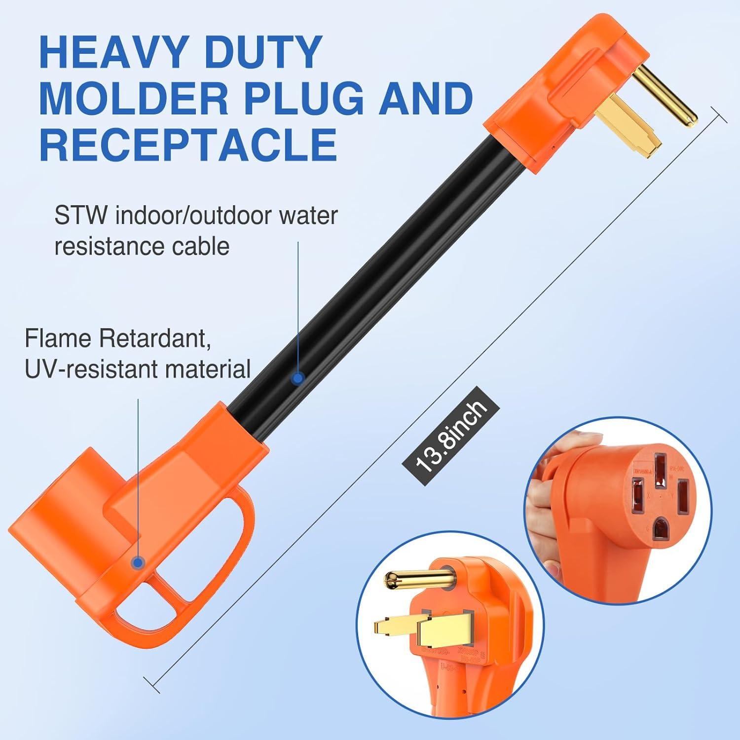 imageNilight  50033R 18 inch 50 Amp to 30 Amp RV Plug Adapter Heavy Duty Dogbone Electrical Adapter with Handle 50A Male to 30A Female Cord Adapter 125V3750W2 Years WarrantyWelder plug to EV