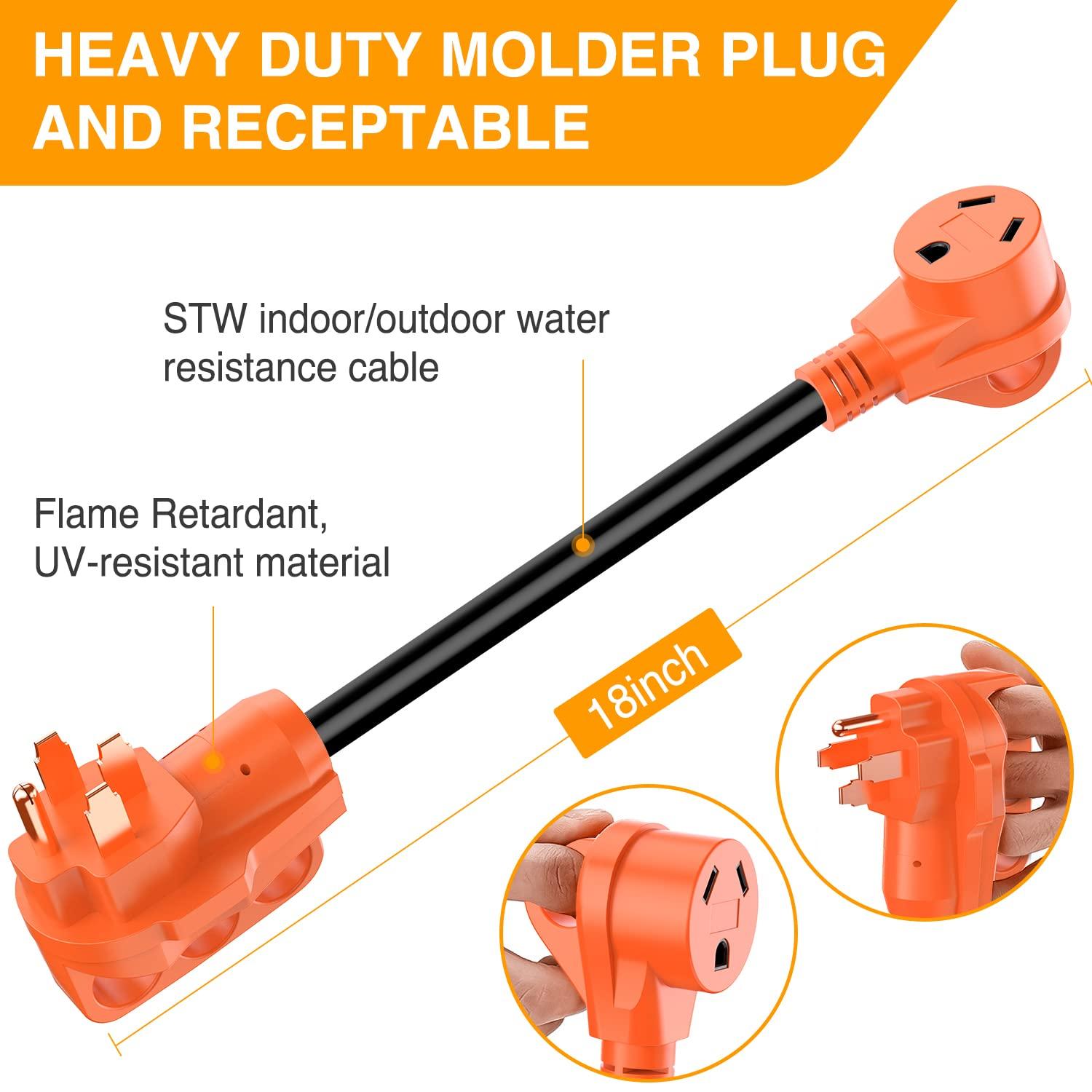 imageNilight  50033R 18 inch 50 Amp to 30 Amp RV Plug Adapter Heavy Duty Dogbone Electrical Adapter with Handle 50A Male to 30A Female Cord Adapter 125V3750W2 Years Warranty50M30F