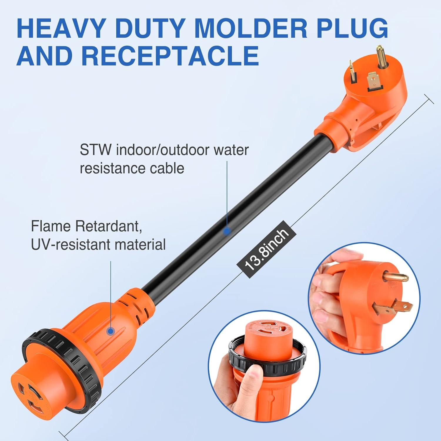 imageNilight  50033R 18 inch 50 Amp to 30 Amp RV Plug Adapter Heavy Duty Dogbone Electrical Adapter with Handle 50A Male to 30A Female Cord Adapter 125V3750W2 Years Warranty30M30F Locking