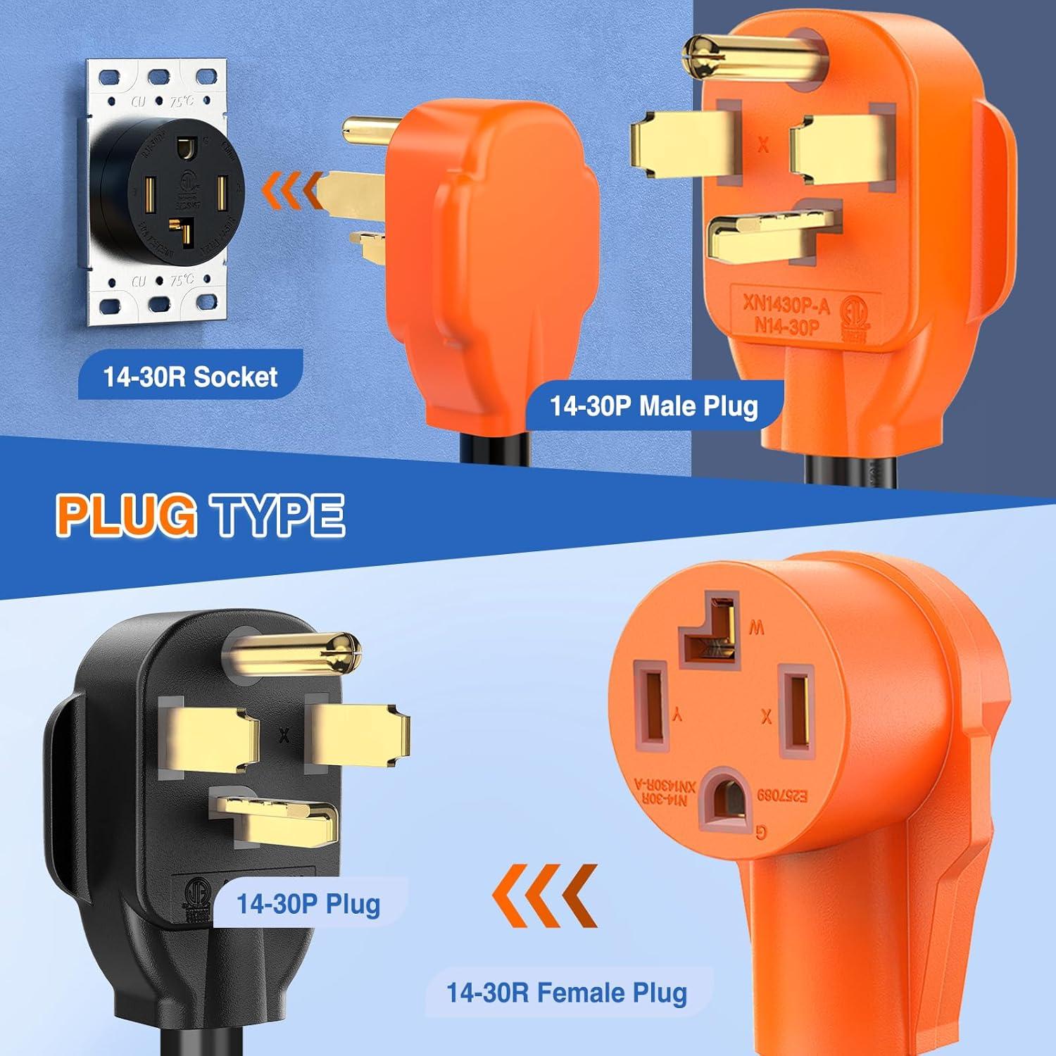imageNilight  50033R 18 inch 50 Amp to 30 Amp RV Plug Adapter Heavy Duty Dogbone Electrical Adapter with Handle 50A Male to 30A Female Cord Adapter 125V3750W2 Years Warranty1430P1430R Y Splitter