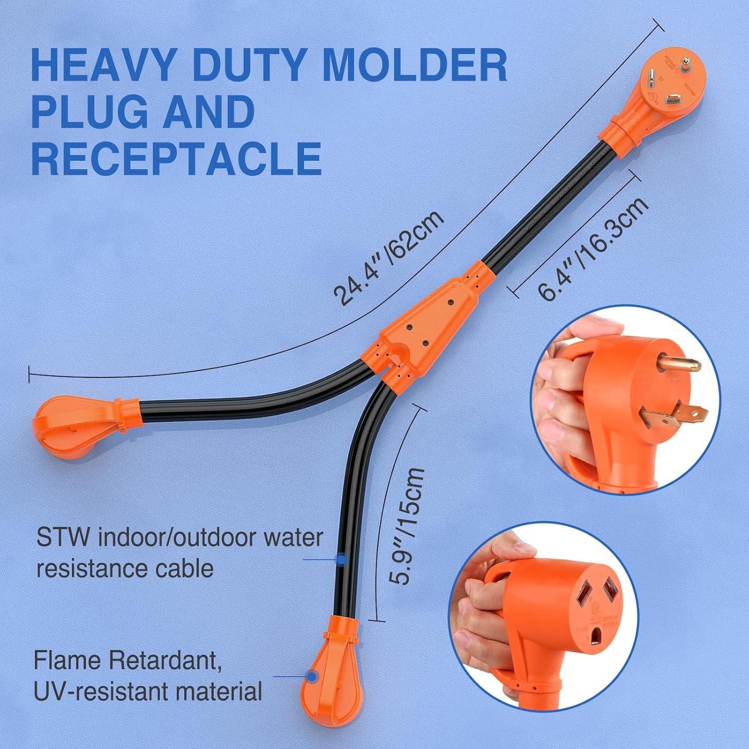 imageNilight  50033R 18 inch 50 Amp to 30 Amp RV Plug Adapter Heavy Duty Dogbone Electrical Adapter with Handle 50A Male to 30A Female Cord Adapter 125V3750W2 Years Warranty30M30F Y Splitter