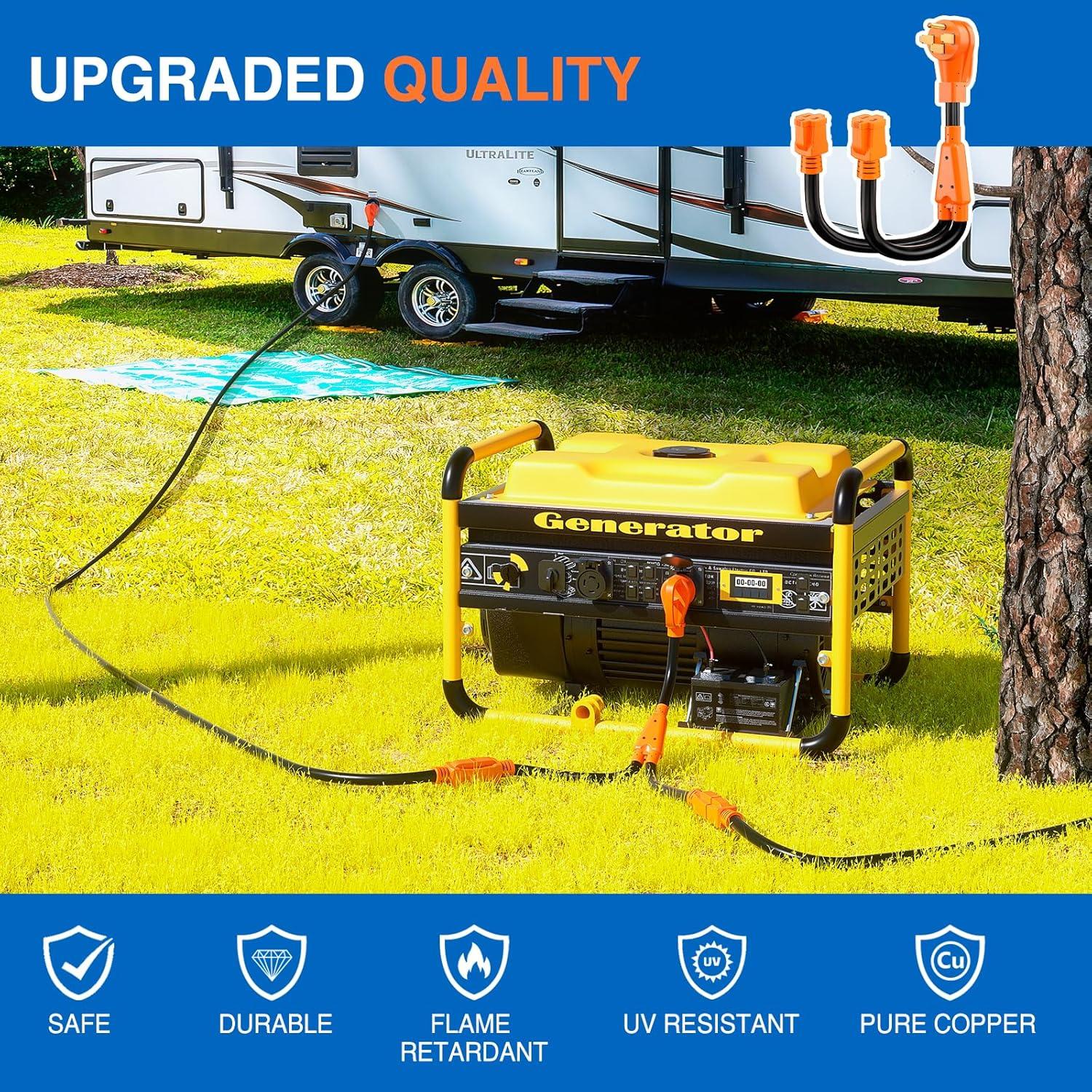 imageNilight  50033R 18 inch 50 Amp to 30 Amp RV Plug Adapter Heavy Duty Dogbone Electrical Adapter with Handle 50A Male to 30A Female Cord Adapter 125V3750W2 Years Warranty50M15F Y Splitter