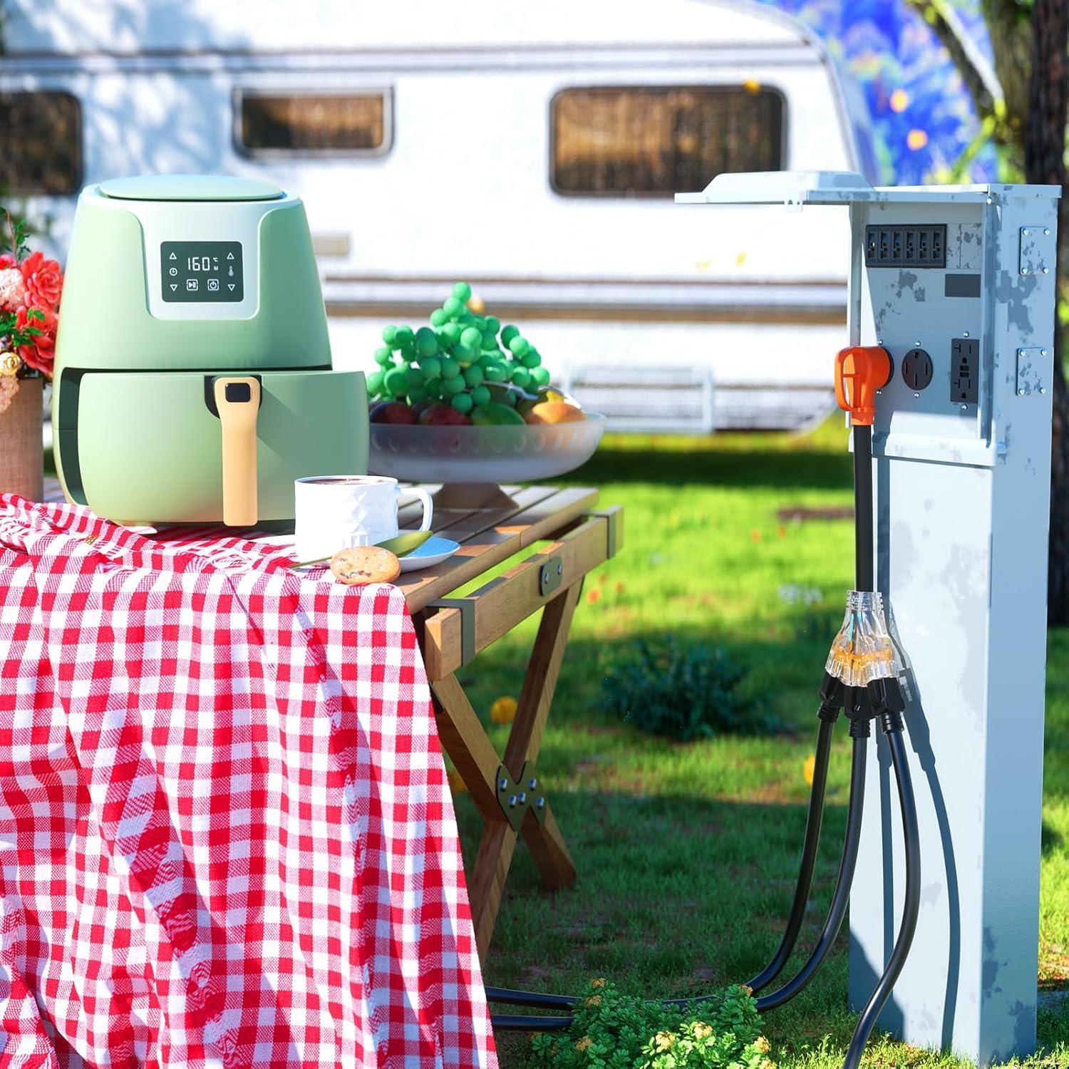 imageNilight  50033R 18 inch 50 Amp to 30 Amp RV Plug Adapter Heavy Duty Dogbone Electrical Adapter with Handle 50A Male to 30A Female Cord Adapter 125V3750W2 Years WarrantyTT30P to 515R520R 3Prong