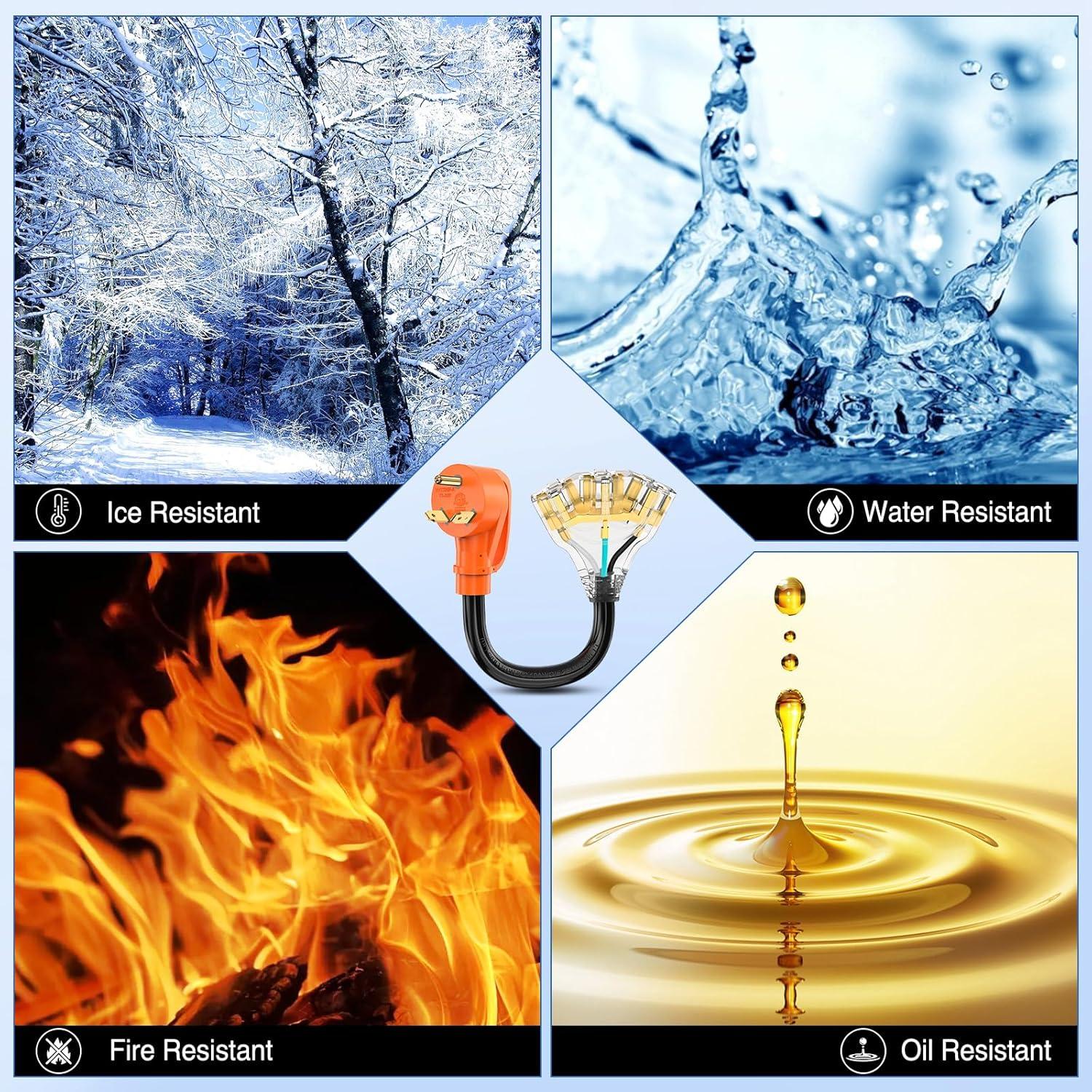 imageNilight  50033R 18 inch 50 Amp to 30 Amp RV Plug Adapter Heavy Duty Dogbone Electrical Adapter with Handle 50A Male to 30A Female Cord Adapter 125V3750W2 Years WarrantyTT30P to 515R520R 3Prong