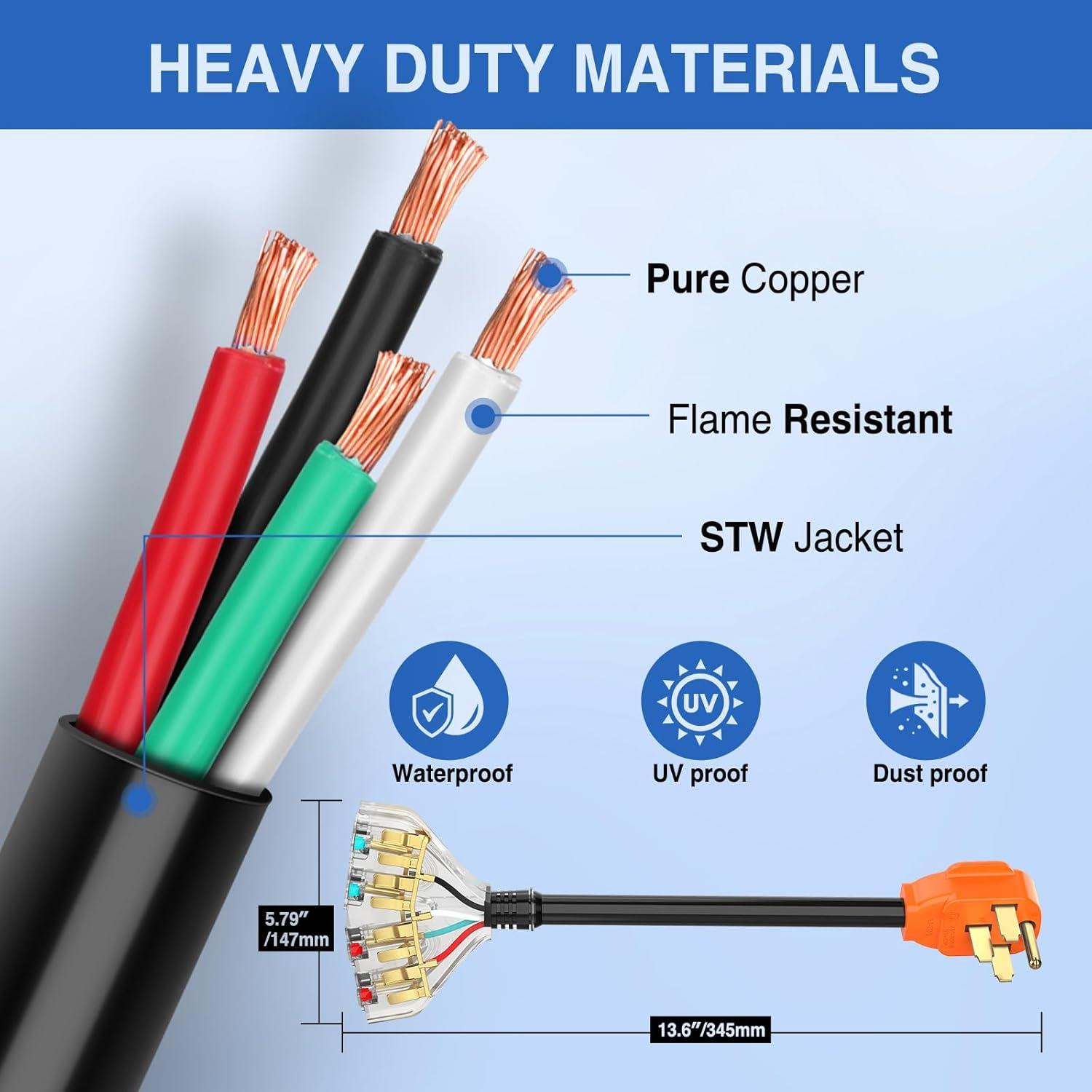 imageNilight  50033R 18 inch 50 Amp to 30 Amp RV Plug Adapter Heavy Duty Dogbone Electrical Adapter with Handle 50A Male to 30A Female Cord Adapter 125V3750W2 Years Warranty1450P to 515R520R 4Prong