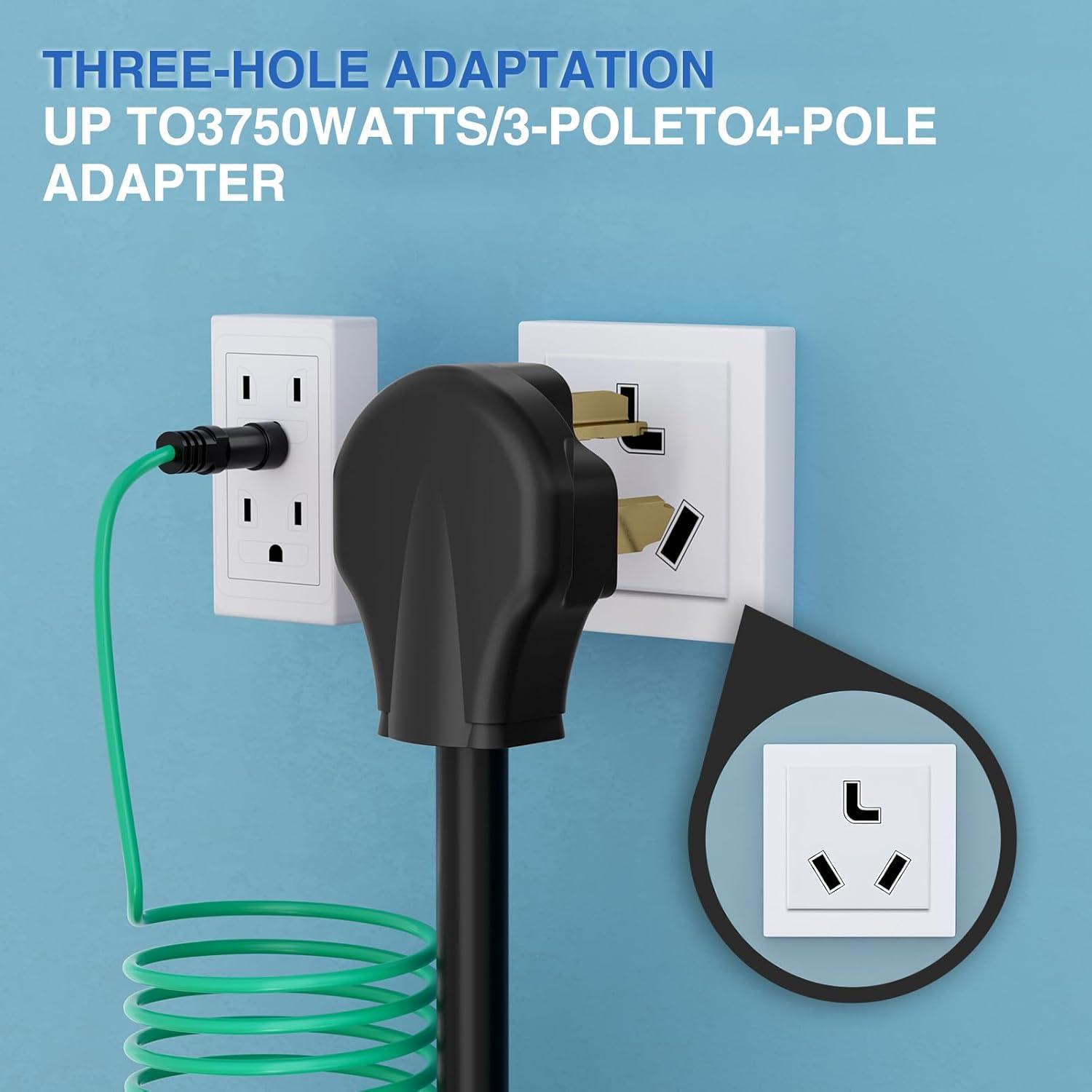 imageNilight  50033R 18 inch 50 Amp to 30 Amp RV Plug Adapter Heavy Duty Dogbone Electrical Adapter with Handle 50A Male to 30A Female Cord Adapter 125V3750W2 Years Warranty1030P to 1430R wGround Wire Black