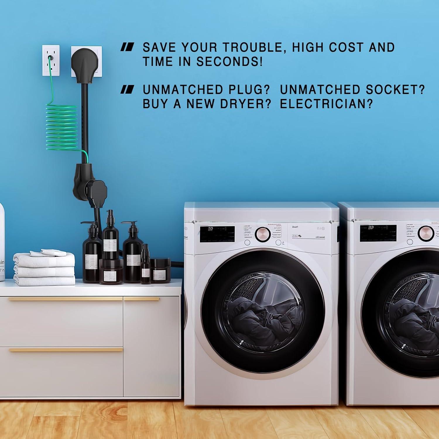 imageNilight  50033R 18 inch 50 Amp to 30 Amp RV Plug Adapter Heavy Duty Dogbone Electrical Adapter with Handle 50A Male to 30A Female Cord Adapter 125V3750W2 Years Warranty1030P to 1430R wGround Wire Black