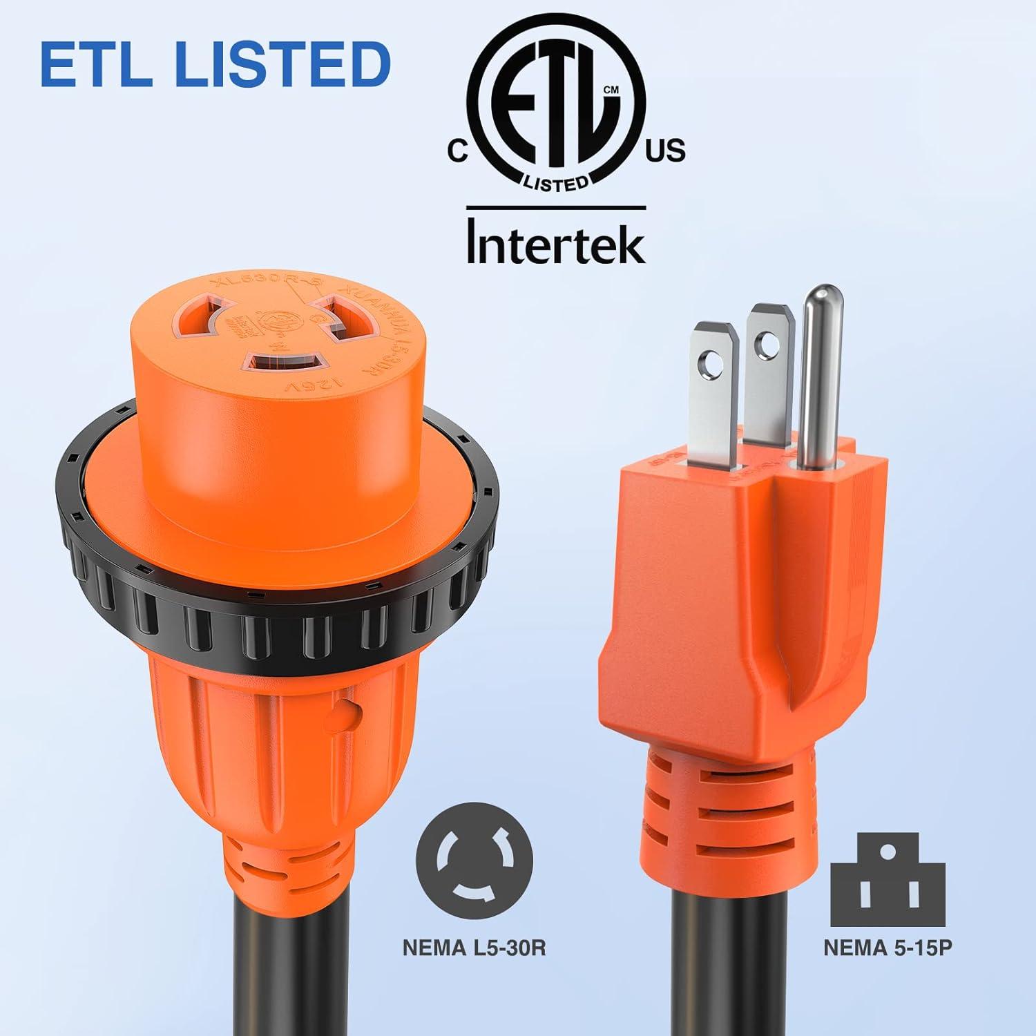 imageNilight  50033R 18 inch 50 Amp to 30 Amp RV Plug Adapter Heavy Duty Dogbone Electrical Adapter with Handle 50A Male to 30A Female Cord Adapter 125V3750W2 Years Warranty15M30F Locking