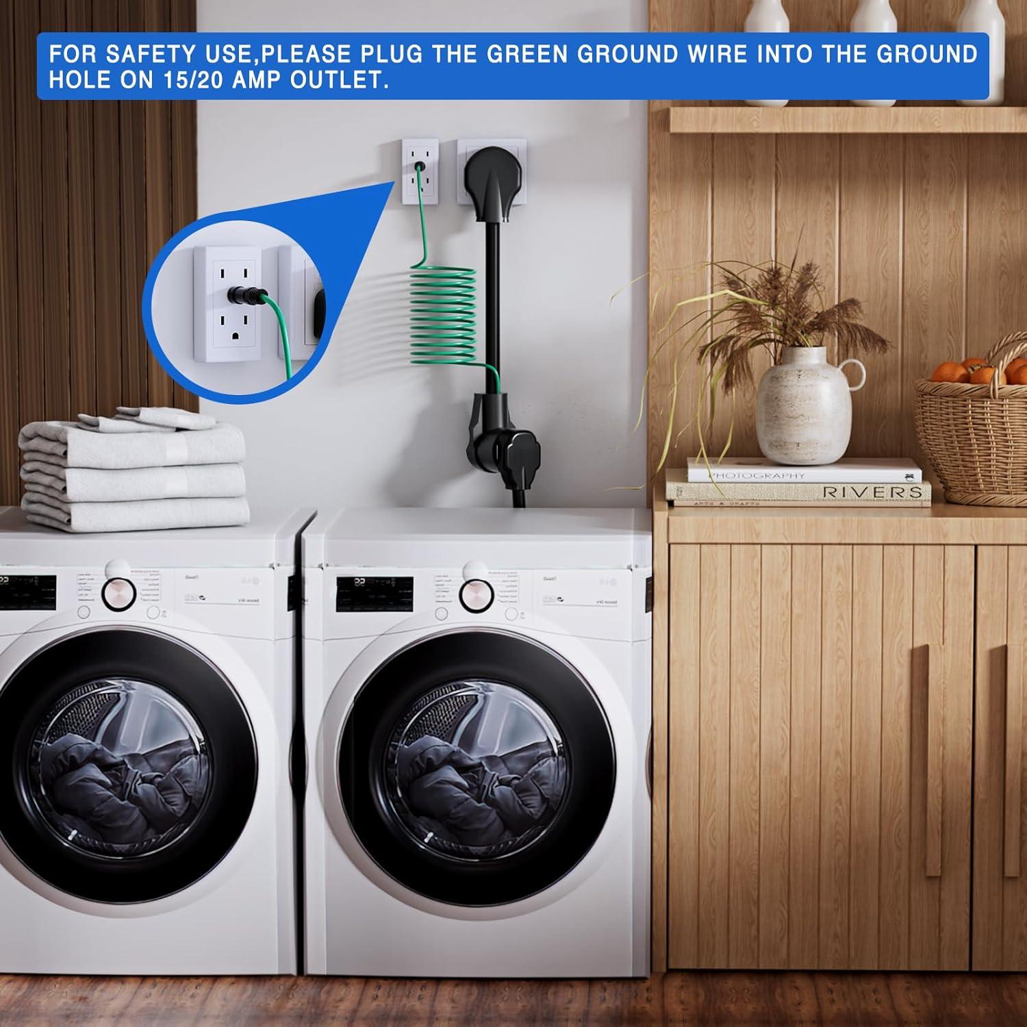 imageNilight  50033R 18 inch 50 Amp to 30 Amp RV Plug Adapter Heavy Duty Dogbone Electrical Adapter with Handle 50A Male to 30A Female Cord Adapter 125V3750W2 Years Warranty1030P to 1430R wGround Wire Black