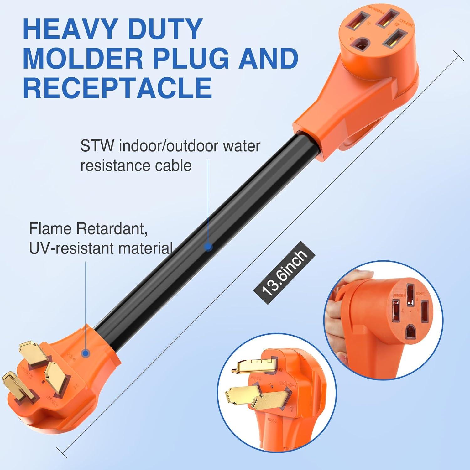 imageNilight  50033R 18 inch 50 Amp to 30 Amp RV Plug Adapter Heavy Duty Dogbone Electrical Adapter with Handle 50A Male to 30A Female Cord Adapter 125V3750W2 Years WarrantyOld dryer plug to EV