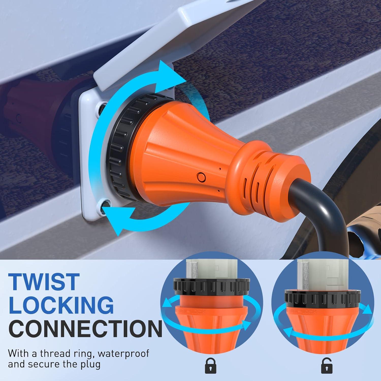 imageNilight  50033R 18 inch 50 Amp to 30 Amp RV Plug Adapter Heavy Duty Dogbone Electrical Adapter with Handle 50A Male to 30A Female Cord Adapter 125V3750W2 Years Warranty30M50F Locking