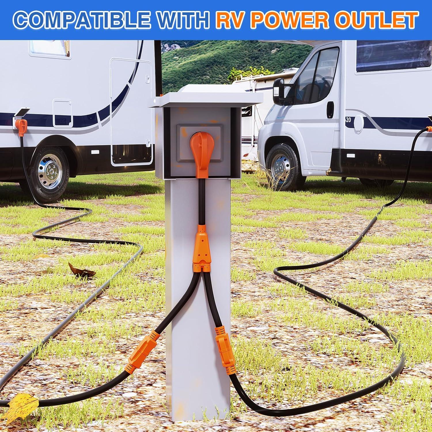 imageNilight  50033R 18 inch 50 Amp to 30 Amp RV Plug Adapter Heavy Duty Dogbone Electrical Adapter with Handle 50A Male to 30A Female Cord Adapter 125V3750W2 Years Warranty30M15F Y Splitter