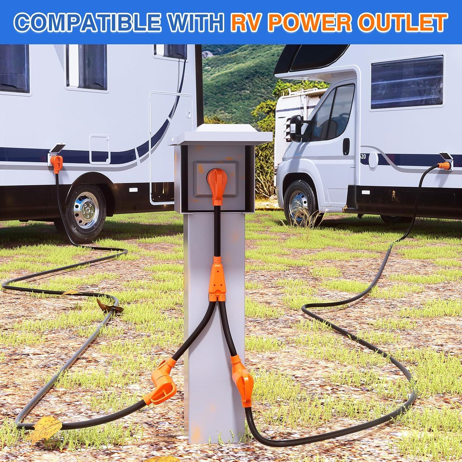 imageNilight  50033R 18 inch 50 Amp to 30 Amp RV Plug Adapter Heavy Duty Dogbone Electrical Adapter with Handle 50A Male to 30A Female Cord Adapter 125V3750W2 Years Warranty30M30F Y Splitter