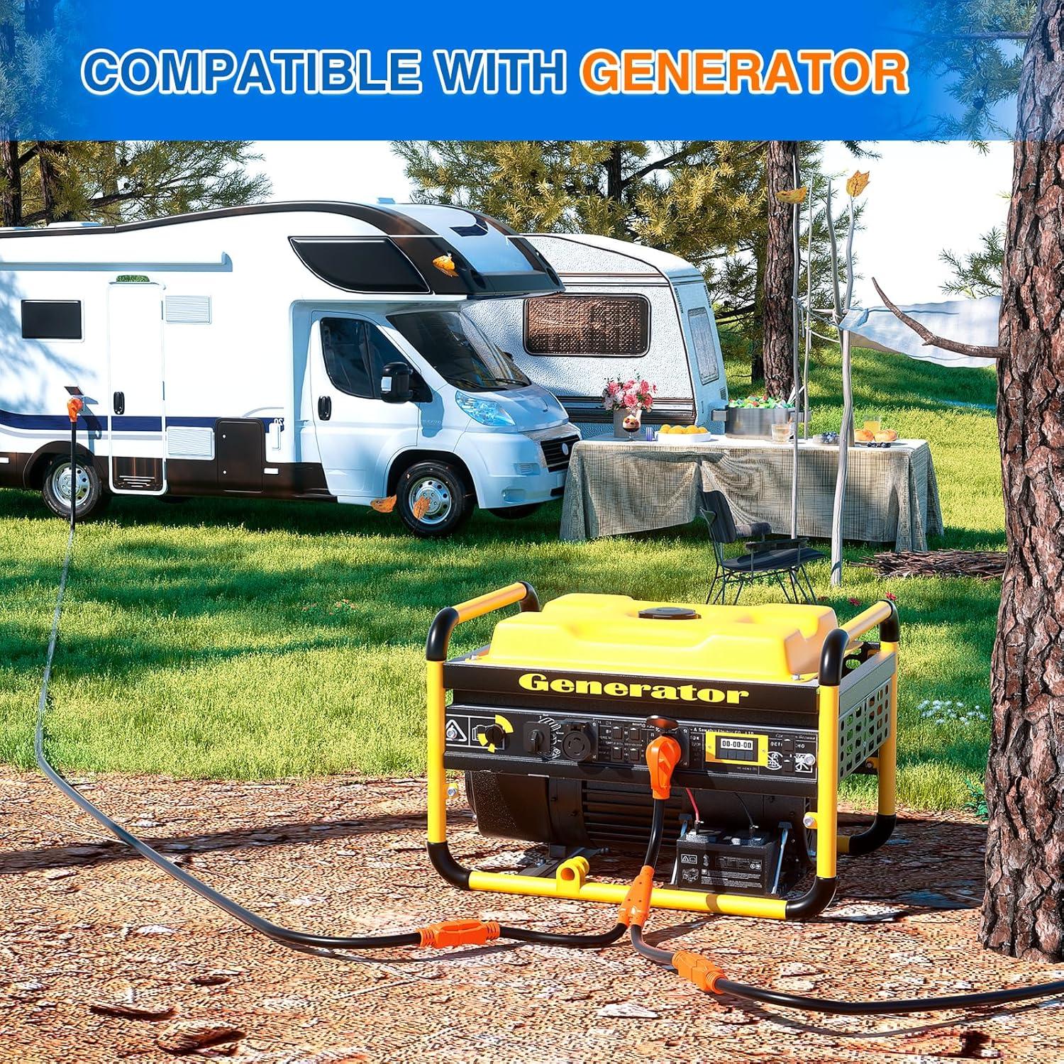 imageNilight  50033R 18 inch 50 Amp to 30 Amp RV Plug Adapter Heavy Duty Dogbone Electrical Adapter with Handle 50A Male to 30A Female Cord Adapter 125V3750W2 Years Warranty50M15F Y Splitter