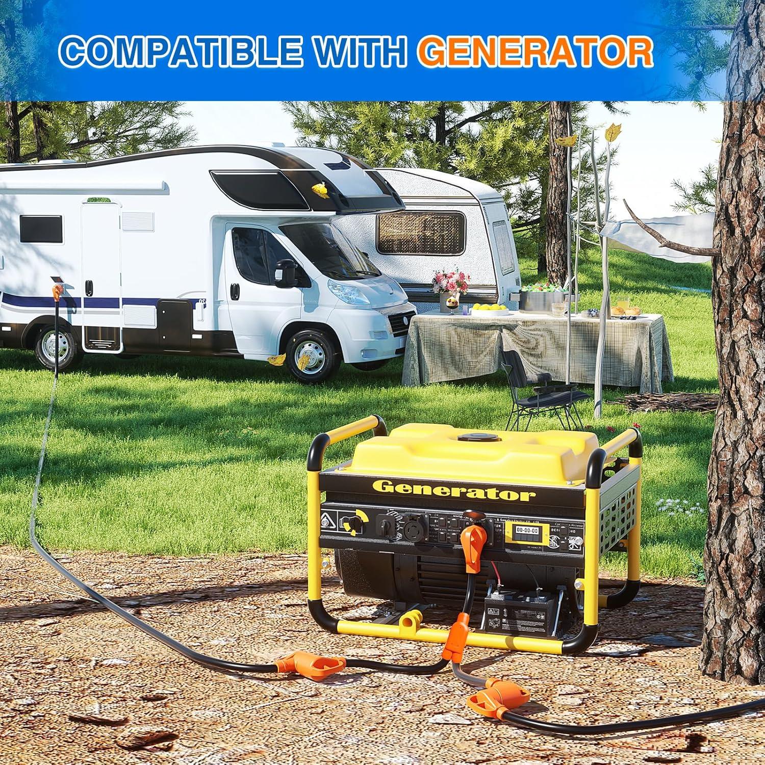 imageNilight  50033R 18 inch 50 Amp to 30 Amp RV Plug Adapter Heavy Duty Dogbone Electrical Adapter with Handle 50A Male to 30A Female Cord Adapter 125V3750W2 Years Warranty50M50F Y Splitter