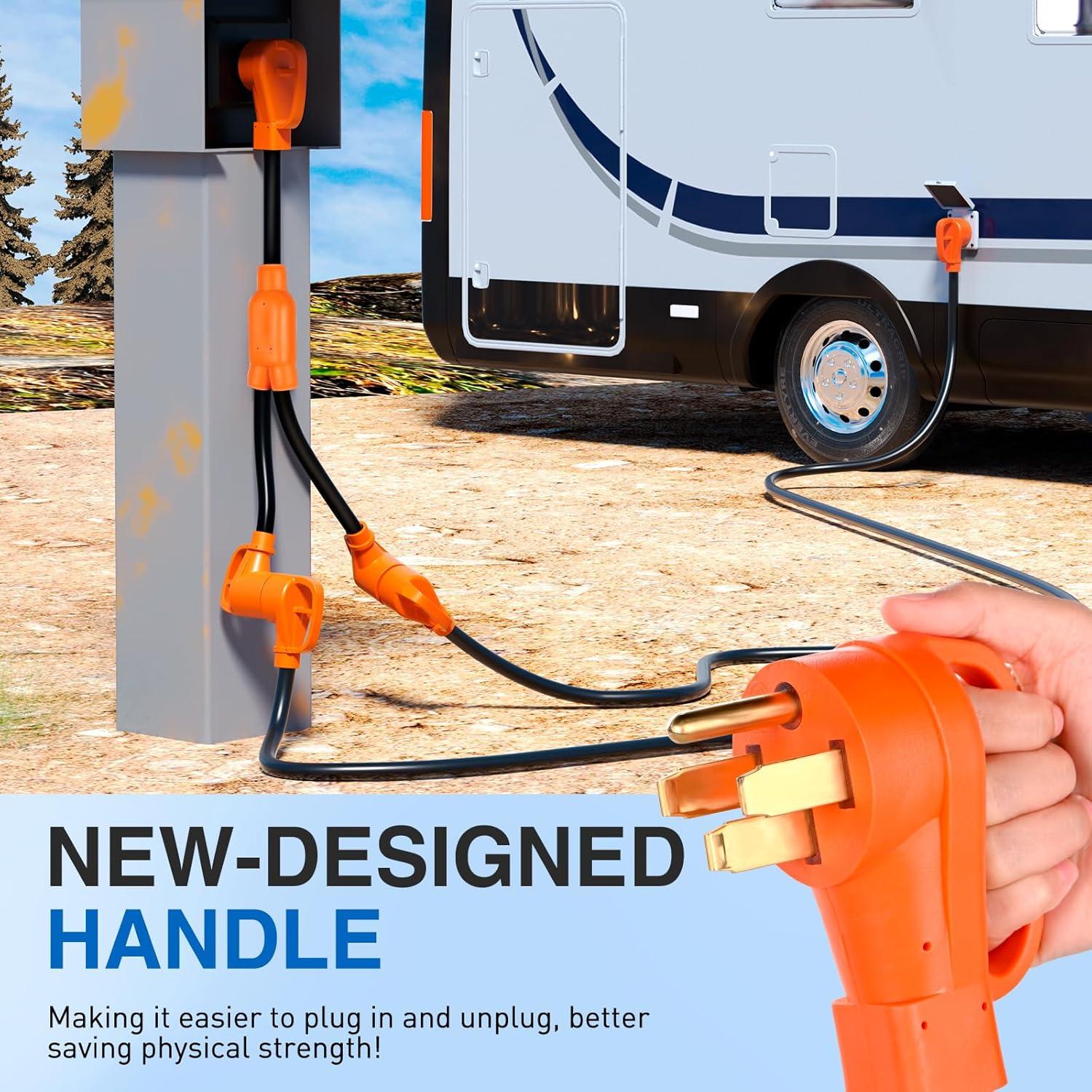 imageNilight  50033R 18 inch 50 Amp to 30 Amp RV Plug Adapter Heavy Duty Dogbone Electrical Adapter with Handle 50A Male to 30A Female Cord Adapter 125V3750W2 Years Warranty50M50F Y Splitter