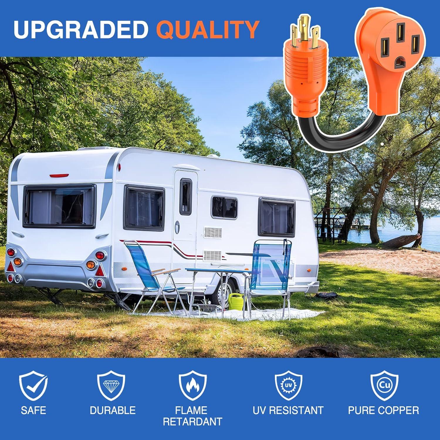 imageNilight  50033R 18 inch 50 Amp to 30 Amp RV Plug Adapter Heavy Duty Dogbone Electrical Adapter with Handle 50A Male to 30A Female Cord Adapter 125V3750W2 Years Warranty30M Locking 3Pin50F