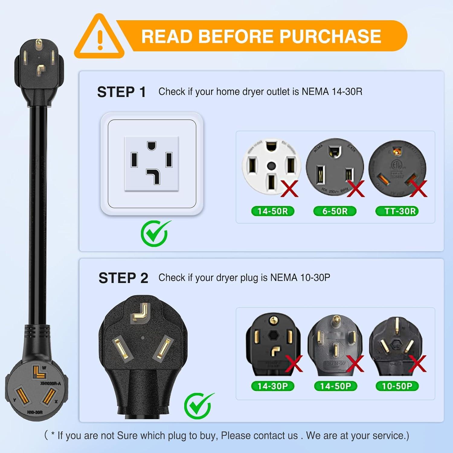 imageNilight  50033R 18 inch 50 Amp to 30 Amp RV Plug Adapter Heavy Duty Dogbone Electrical Adapter with Handle 50A Male to 30A Female Cord Adapter 125V3750W2 Years Warranty1430P to 1030R Black