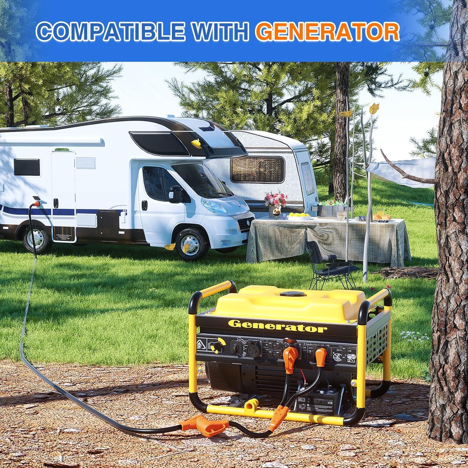 imageNilight  50033R 18 inch 50 Amp to 30 Amp RV Plug Adapter Heavy Duty Dogbone Electrical Adapter with Handle 50A Male to 30A Female Cord Adapter 125V3750W2 Years Warranty50F30M15M Y Splitter