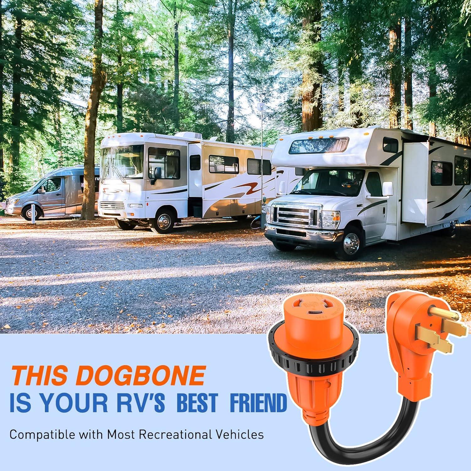 imageNilight  50033R 18 inch 50 Amp to 30 Amp RV Plug Adapter Heavy Duty Dogbone Electrical Adapter with Handle 50A Male to 30A Female Cord Adapter 125V3750W2 Years Warranty50M30F Locking