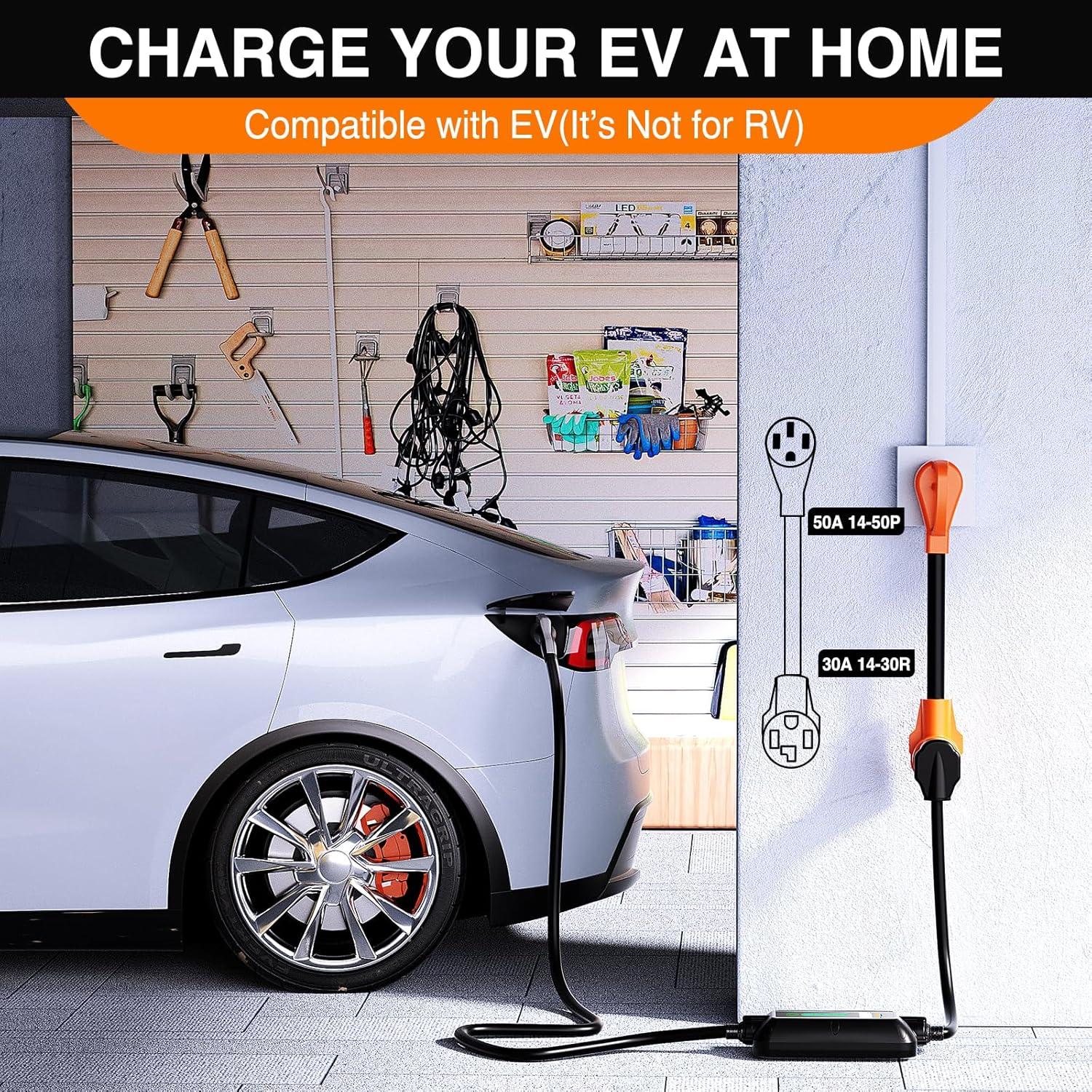 imageNilight  50033R 18 inch 50 Amp to 30 Amp RV Plug Adapter Heavy Duty Dogbone Electrical Adapter with Handle 50A Male to 30A Female Cord Adapter 125V3750W2 Years WarrantyRV plug to EV