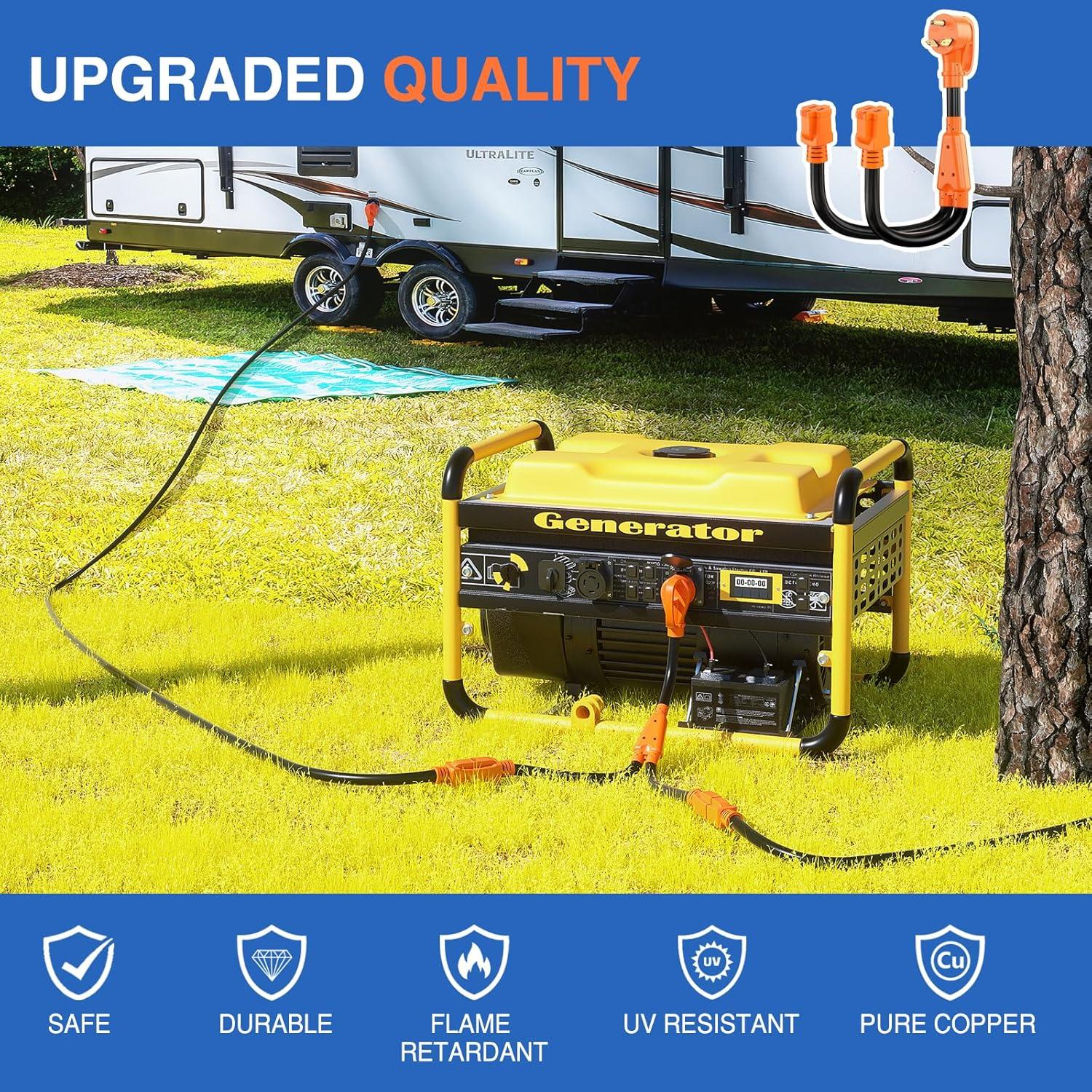 imageNilight  50033R 18 inch 50 Amp to 30 Amp RV Plug Adapter Heavy Duty Dogbone Electrical Adapter with Handle 50A Male to 30A Female Cord Adapter 125V3750W2 Years Warranty30M15F Y Splitter