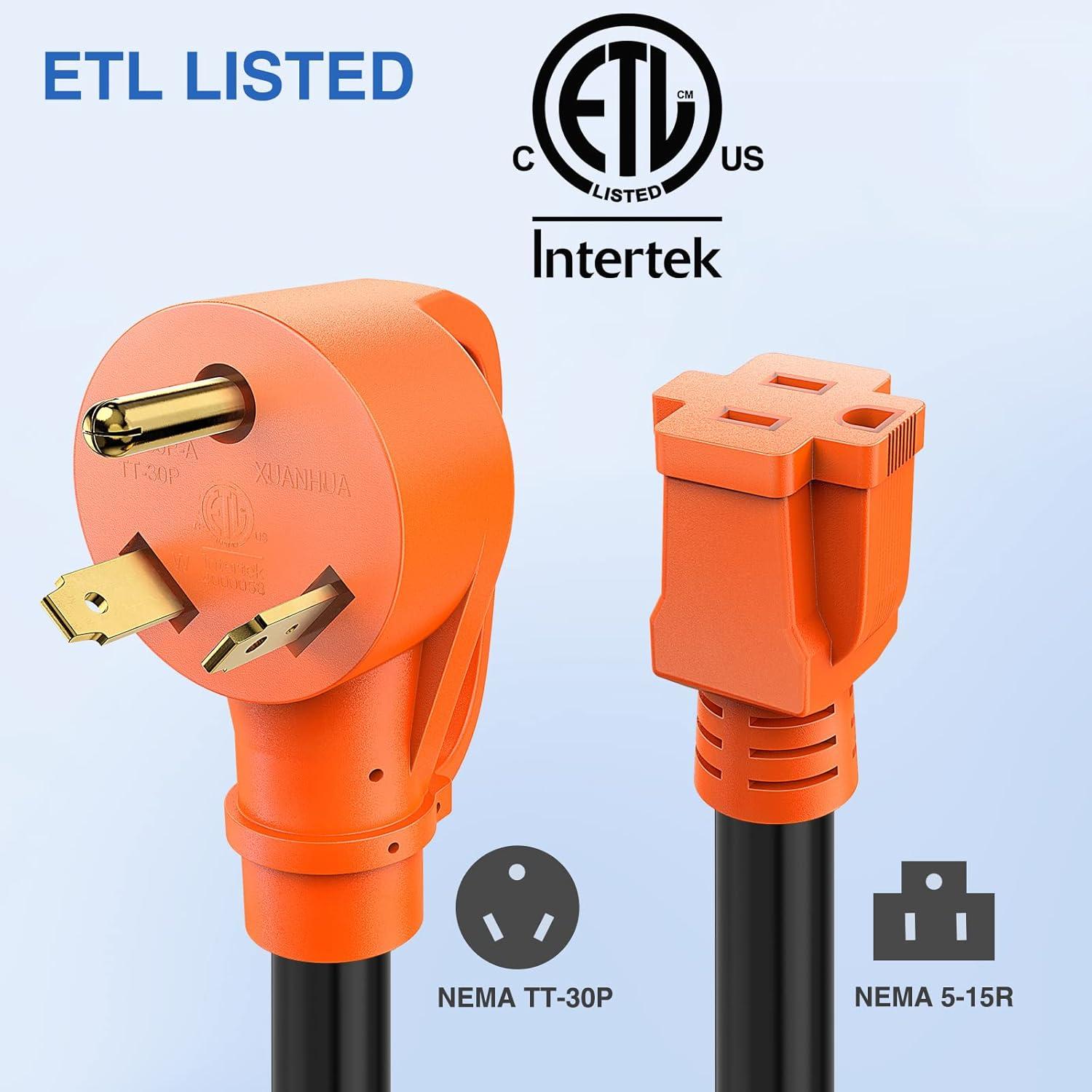 imageNilight  50033R 18 inch 50 Amp to 30 Amp RV Plug Adapter Heavy Duty Dogbone Electrical Adapter with Handle 50A Male to 30A Female Cord Adapter 125V3750W2 Years Warranty30M15F