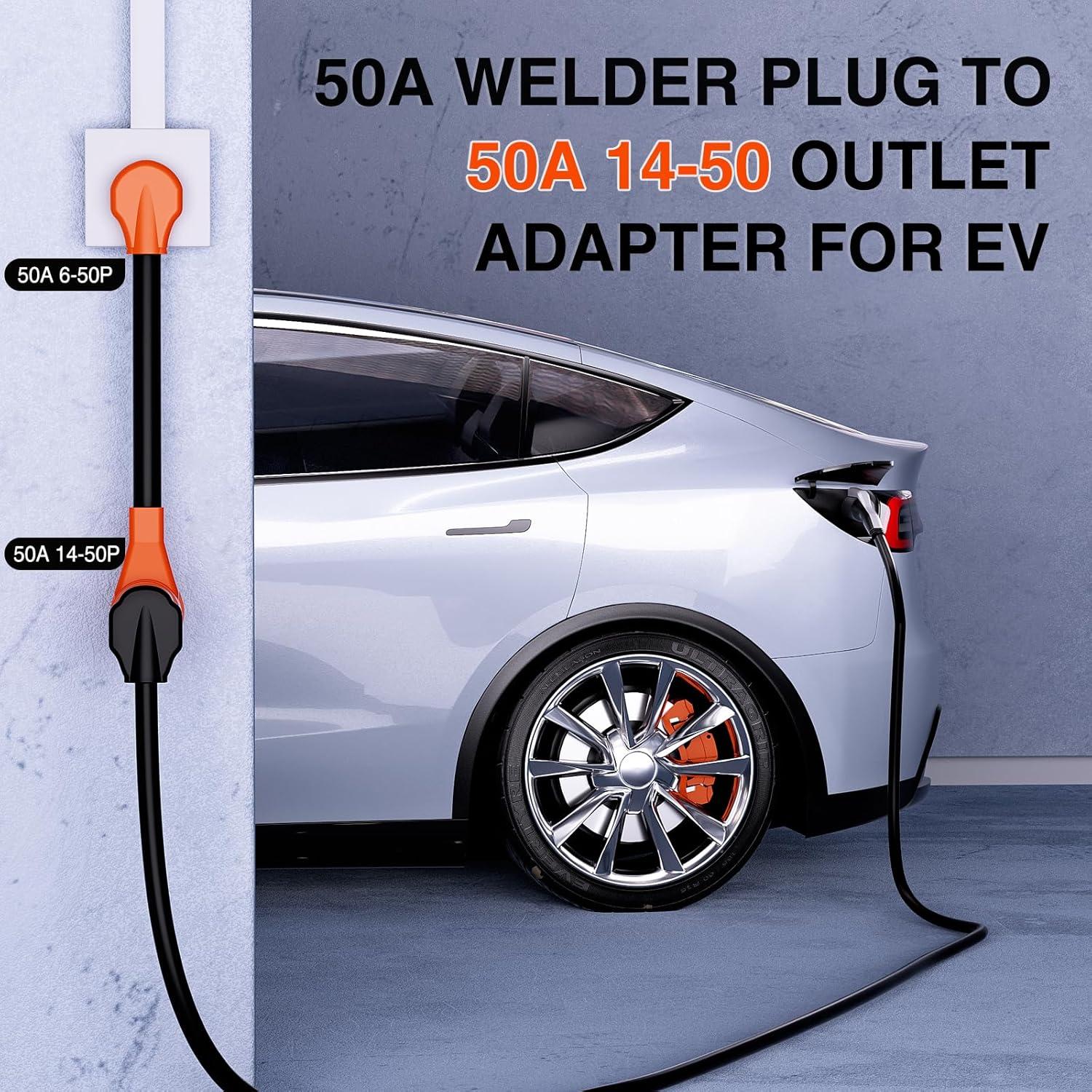 imageNilight  50033R 18 inch 50 Amp to 30 Amp RV Plug Adapter Heavy Duty Dogbone Electrical Adapter with Handle 50A Male to 30A Female Cord Adapter 125V3750W2 Years WarrantyWelder plug to EV