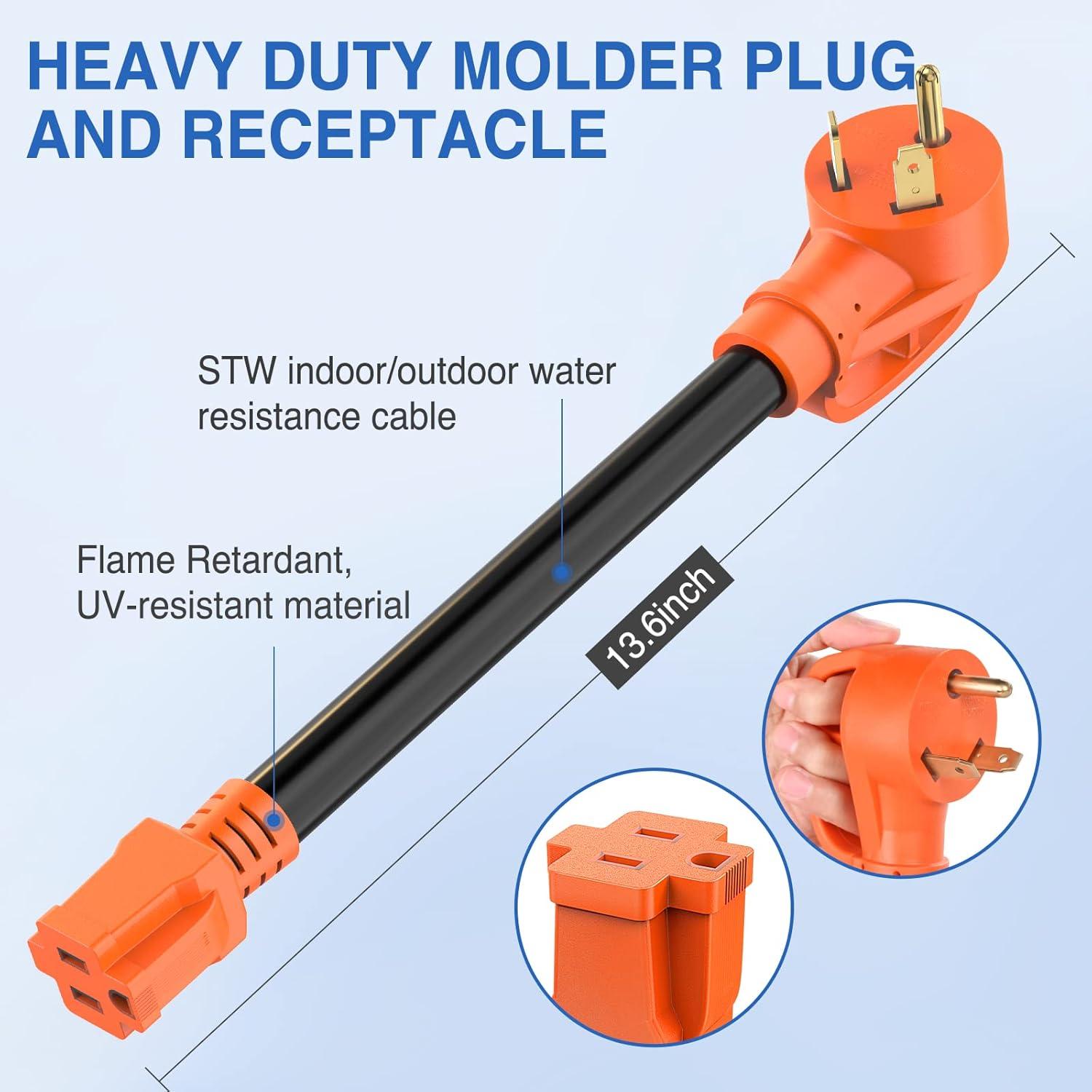 imageNilight  50033R 18 inch 50 Amp to 30 Amp RV Plug Adapter Heavy Duty Dogbone Electrical Adapter with Handle 50A Male to 30A Female Cord Adapter 125V3750W2 Years Warranty30M15F