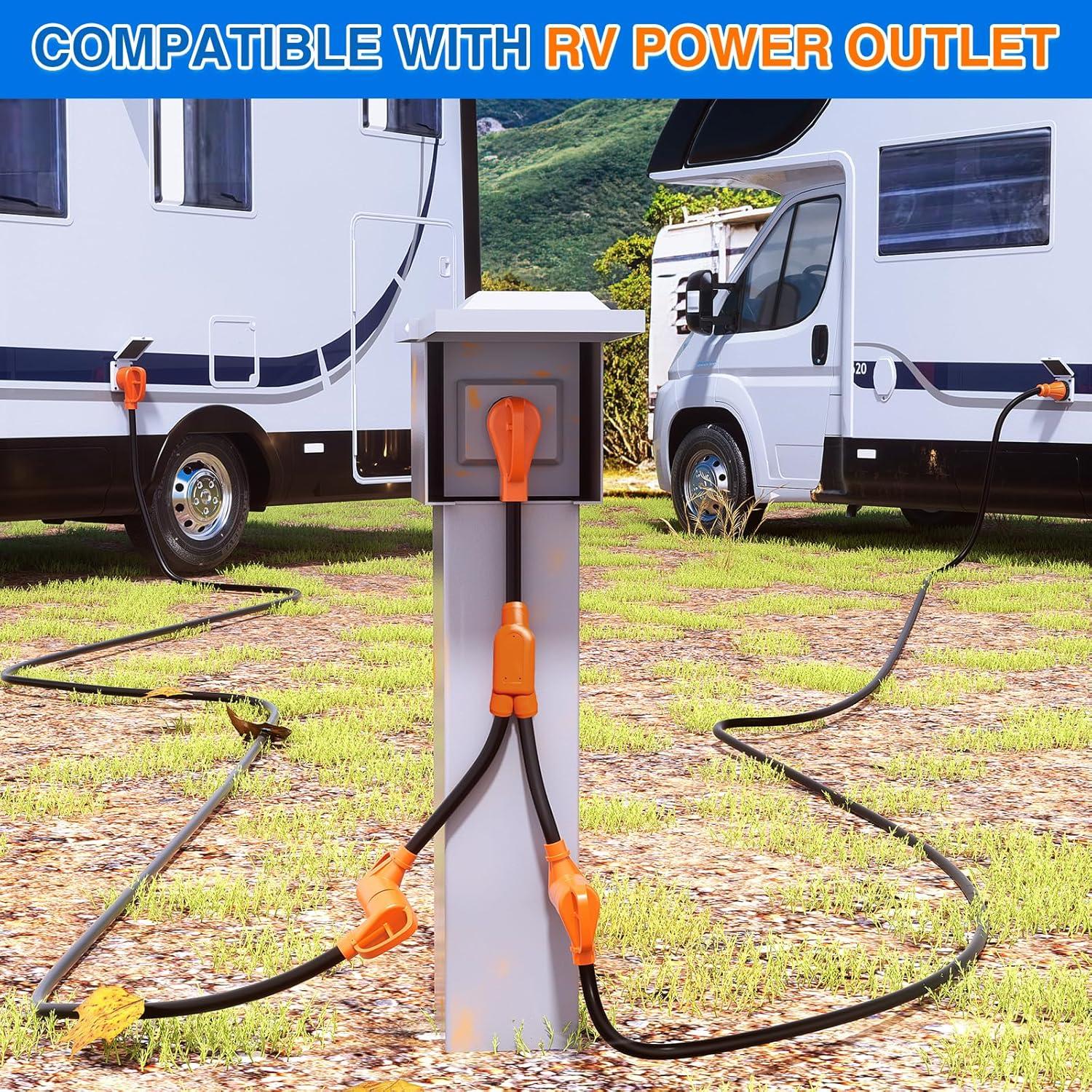 imageNilight  50033R 18 inch 50 Amp to 30 Amp RV Plug Adapter Heavy Duty Dogbone Electrical Adapter with Handle 50A Male to 30A Female Cord Adapter 125V3750W2 Years Warranty50M50F Y Splitter