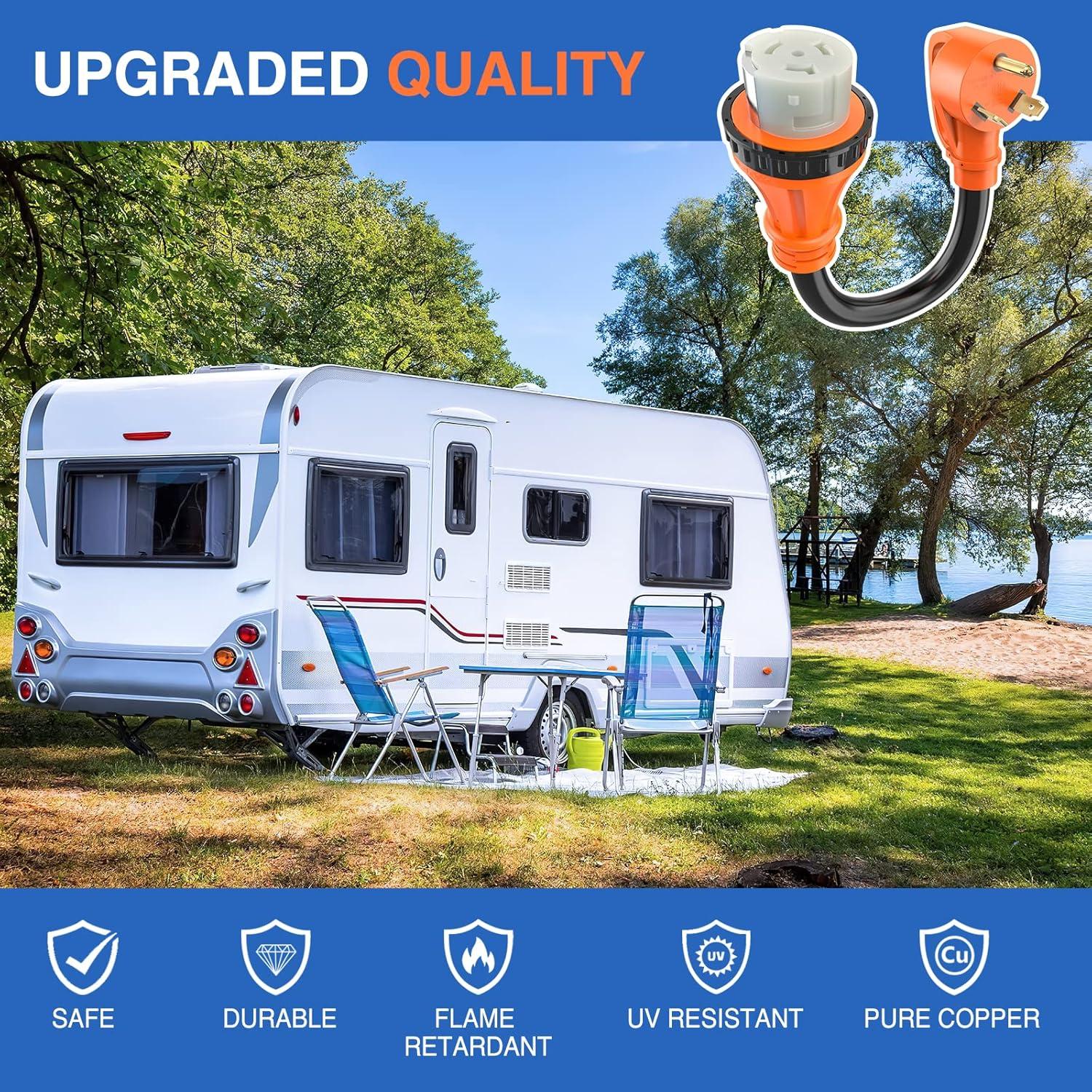 imageNilight  50033R 18 inch 50 Amp to 30 Amp RV Plug Adapter Heavy Duty Dogbone Electrical Adapter with Handle 50A Male to 30A Female Cord Adapter 125V3750W2 Years Warranty30M50F Locking