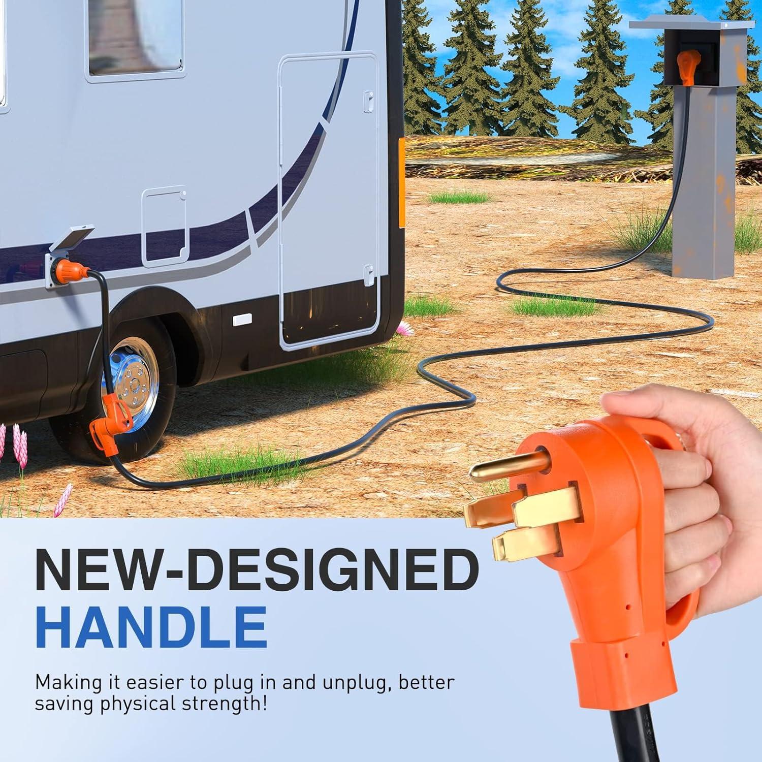 imageNilight  50033R 18 inch 50 Amp to 30 Amp RV Plug Adapter Heavy Duty Dogbone Electrical Adapter with Handle 50A Male to 30A Female Cord Adapter 125V3750W2 Years Warranty50M30F Locking