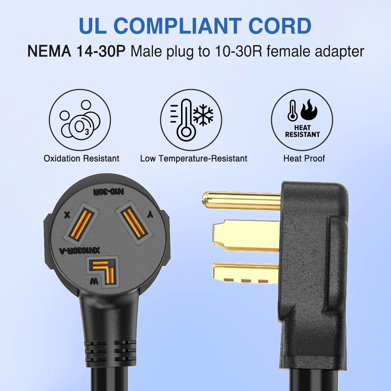 imageNilight  50033R 18 inch 50 Amp to 30 Amp RV Plug Adapter Heavy Duty Dogbone Electrical Adapter with Handle 50A Male to 30A Female Cord Adapter 125V3750W2 Years Warranty1430P to 1030R Black