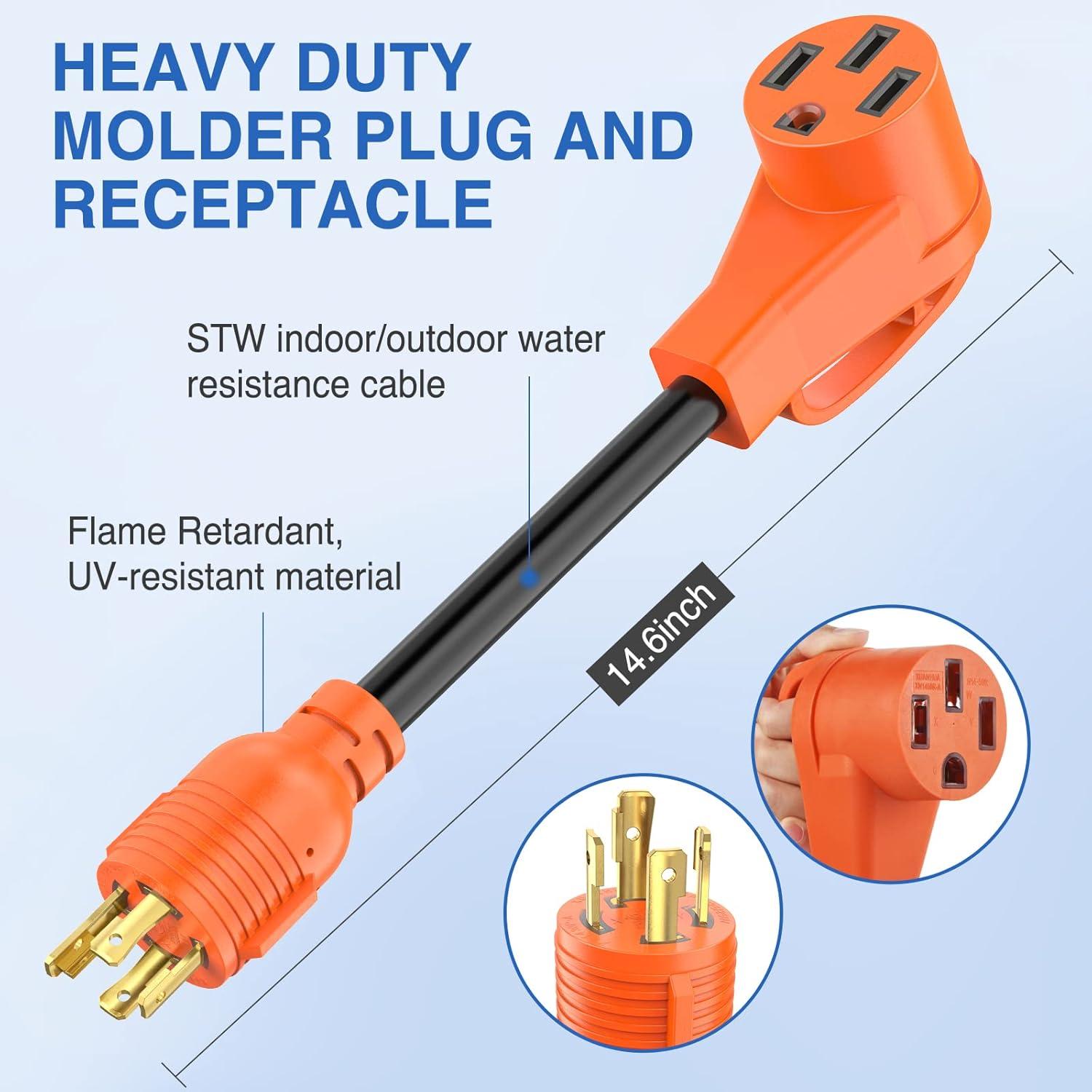 imageNilight  50033R 18 inch 50 Amp to 30 Amp RV Plug Adapter Heavy Duty Dogbone Electrical Adapter with Handle 50A Male to 30A Female Cord Adapter 125V3750W2 Years Warranty30M Locking 4Pin50F