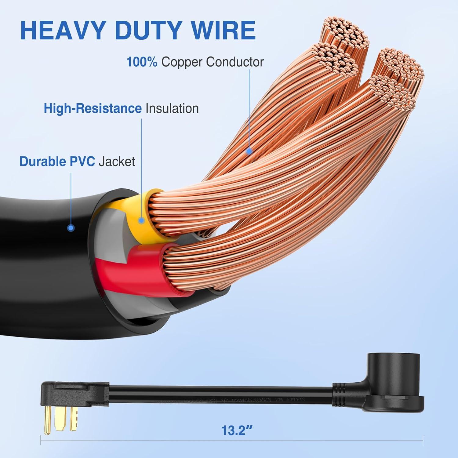 imageNilight  50033R 18 inch 50 Amp to 30 Amp RV Plug Adapter Heavy Duty Dogbone Electrical Adapter with Handle 50A Male to 30A Female Cord Adapter 125V3750W2 Years Warranty1430P to 1030R Black