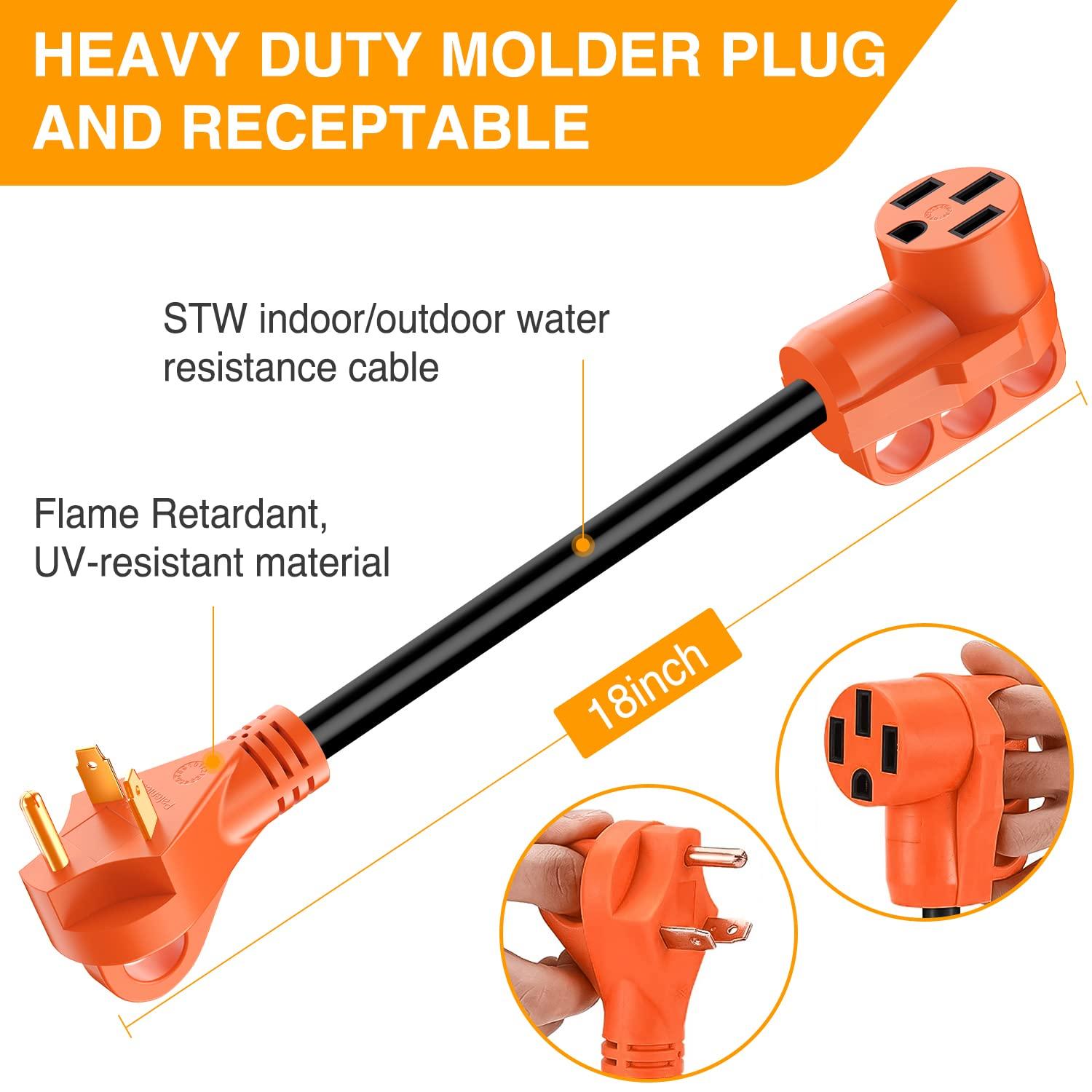 imageNilight  50033R 18 inch 50 Amp to 30 Amp RV Plug Adapter Heavy Duty Dogbone Electrical Adapter with Handle 50A Male to 30A Female Cord Adapter 125V3750W2 Years Warranty30M50F