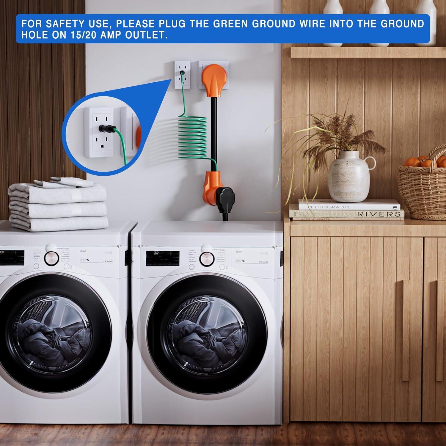 imageNilight  50033R 18 inch 50 Amp to 30 Amp RV Plug Adapter Heavy Duty Dogbone Electrical Adapter with Handle 50A Male to 30A Female Cord Adapter 125V3750W2 Years Warranty1030P to 1430R wGround Wire