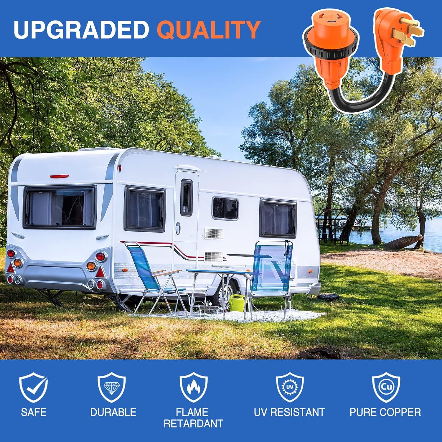 imageNilight  50033R 18 inch 50 Amp to 30 Amp RV Plug Adapter Heavy Duty Dogbone Electrical Adapter with Handle 50A Male to 30A Female Cord Adapter 125V3750W2 Years Warranty50M30F Locking