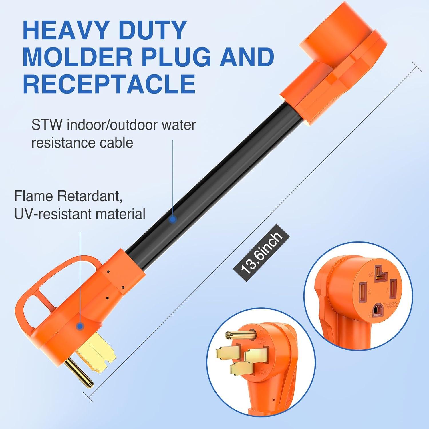 imageNilight  50033R 18 inch 50 Amp to 30 Amp RV Plug Adapter Heavy Duty Dogbone Electrical Adapter with Handle 50A Male to 30A Female Cord Adapter 125V3750W2 Years WarrantyRV plug to EV