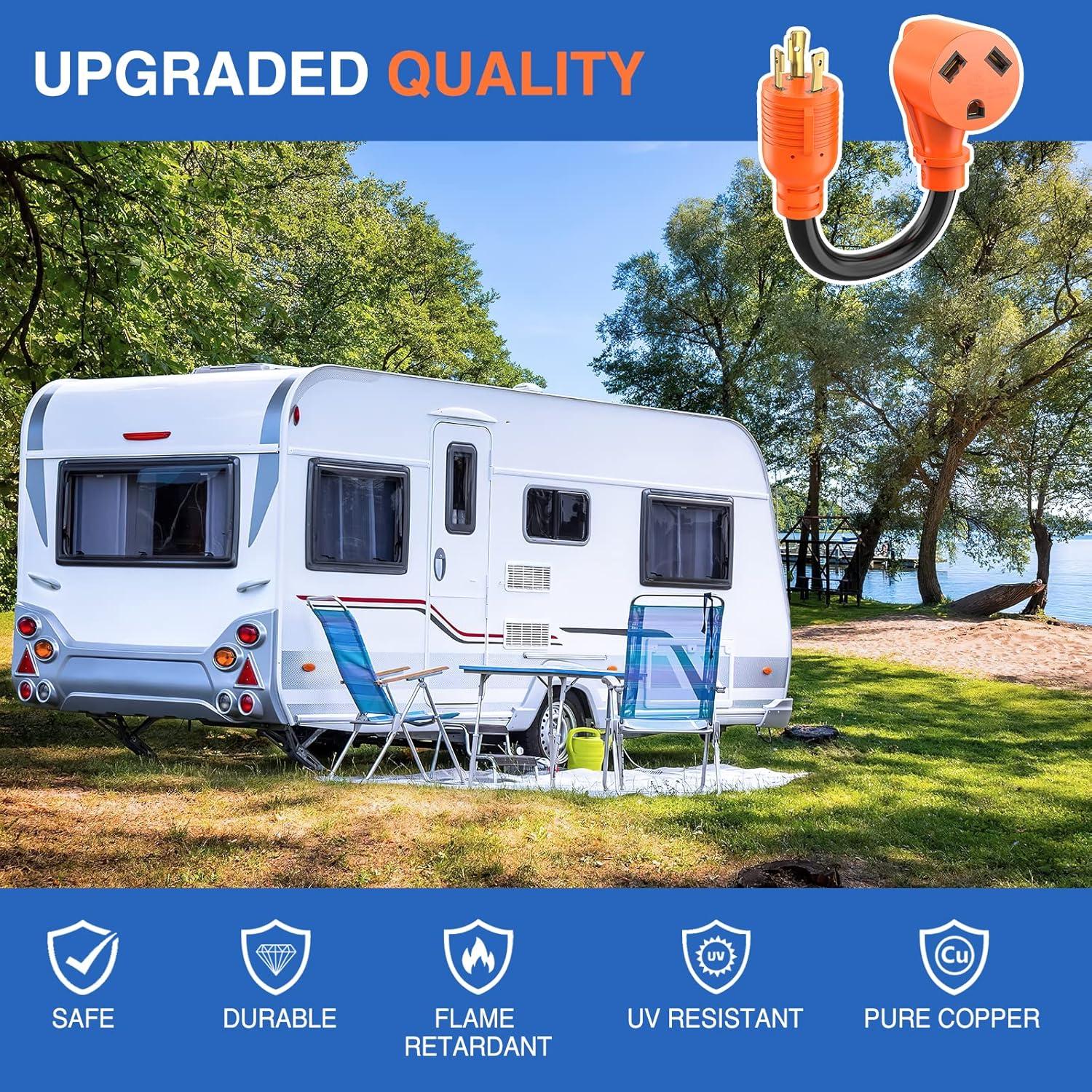 imageNilight  50033R 18 inch 50 Amp to 30 Amp RV Plug Adapter Heavy Duty Dogbone Electrical Adapter with Handle 50A Male to 30A Female Cord Adapter 125V3750W2 Years Warranty30M Locking 3Pin30F