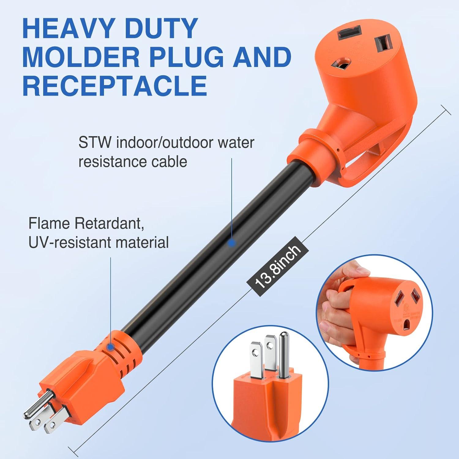 imageNilight  50033R 18 inch 50 Amp to 30 Amp RV Plug Adapter Heavy Duty Dogbone Electrical Adapter with Handle 50A Male to 30A Female Cord Adapter 125V3750W2 Years Warranty15M30F