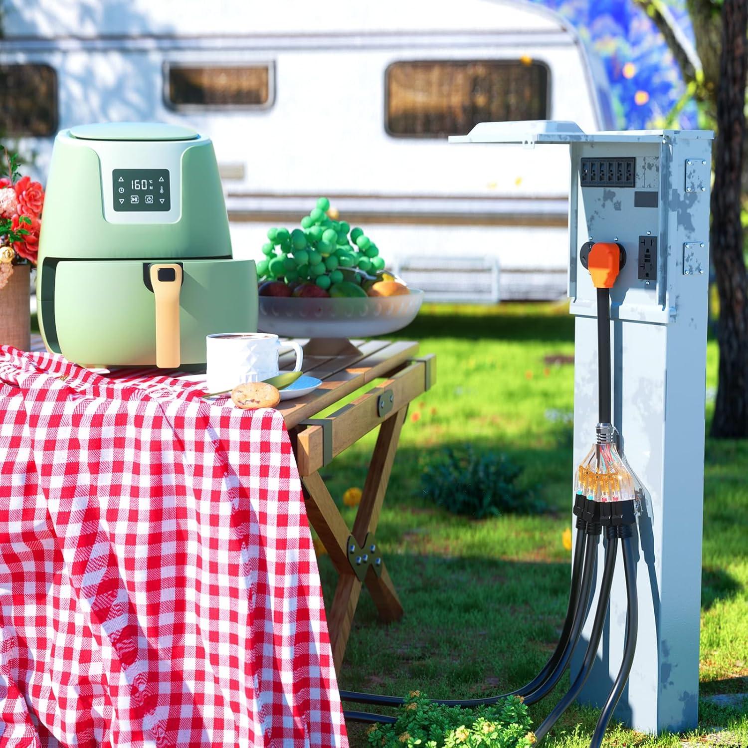 imageNilight  50033R 18 inch 50 Amp to 30 Amp RV Plug Adapter Heavy Duty Dogbone Electrical Adapter with Handle 50A Male to 30A Female Cord Adapter 125V3750W2 Years Warranty1450P to 515R520R 4Prong