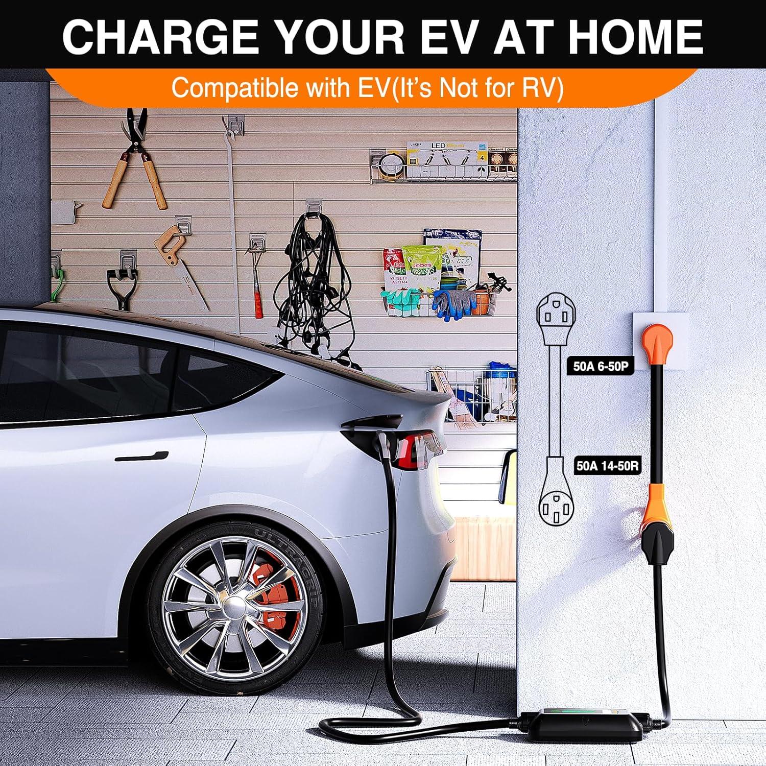 imageNilight  50033R 18 inch 50 Amp to 30 Amp RV Plug Adapter Heavy Duty Dogbone Electrical Adapter with Handle 50A Male to 30A Female Cord Adapter 125V3750W2 Years WarrantyWelder plug to EV